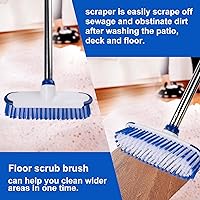 Vista 5 de ITTAHO Cepillo de limpieza de suelo con mango largo, cepillo 2 en 1, escoba de cerdas rígidas y cepillo de limpieza para suelos de azulejos