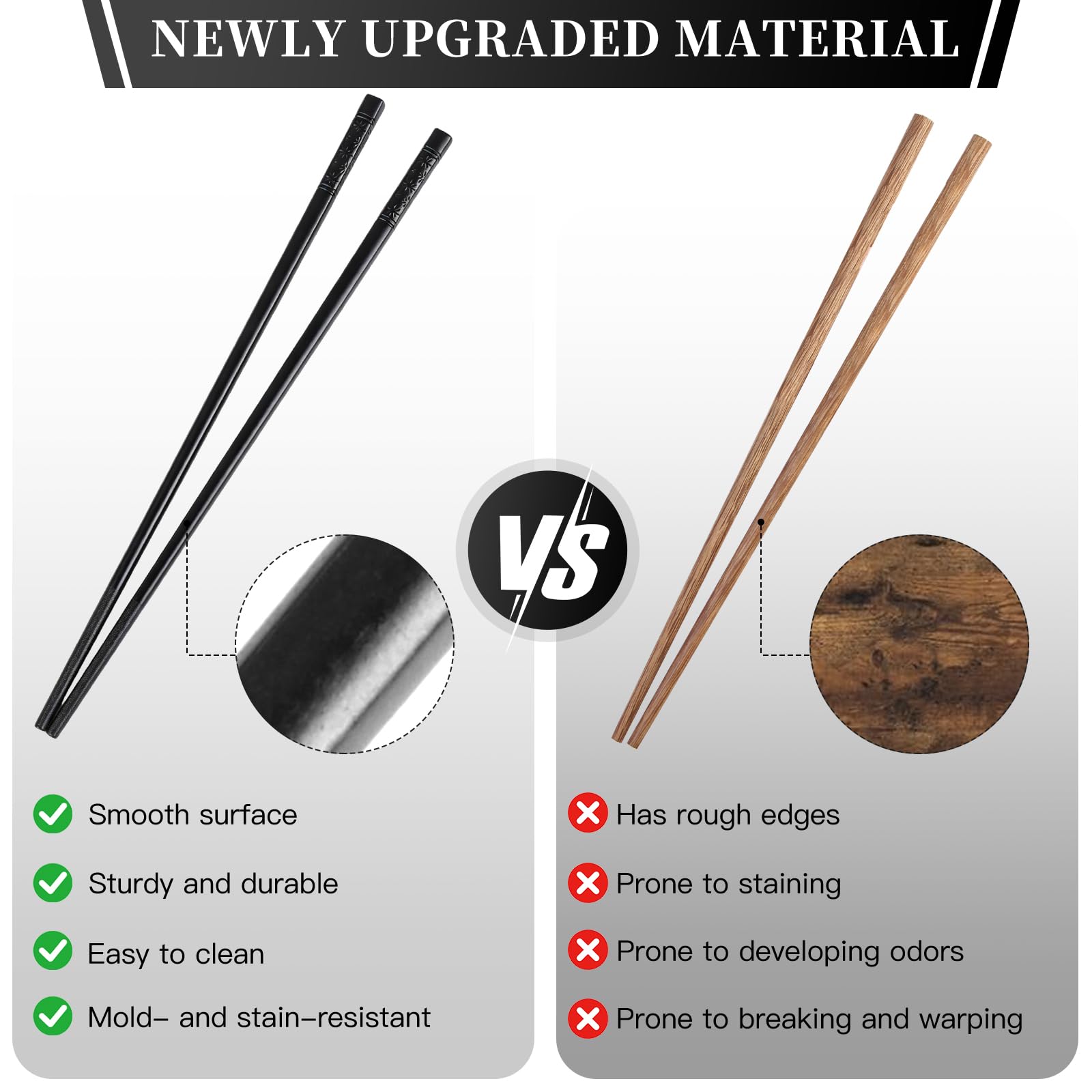 Fiberglass Chopsticks - 15 Pairs, Anti-Slip & Durable -4