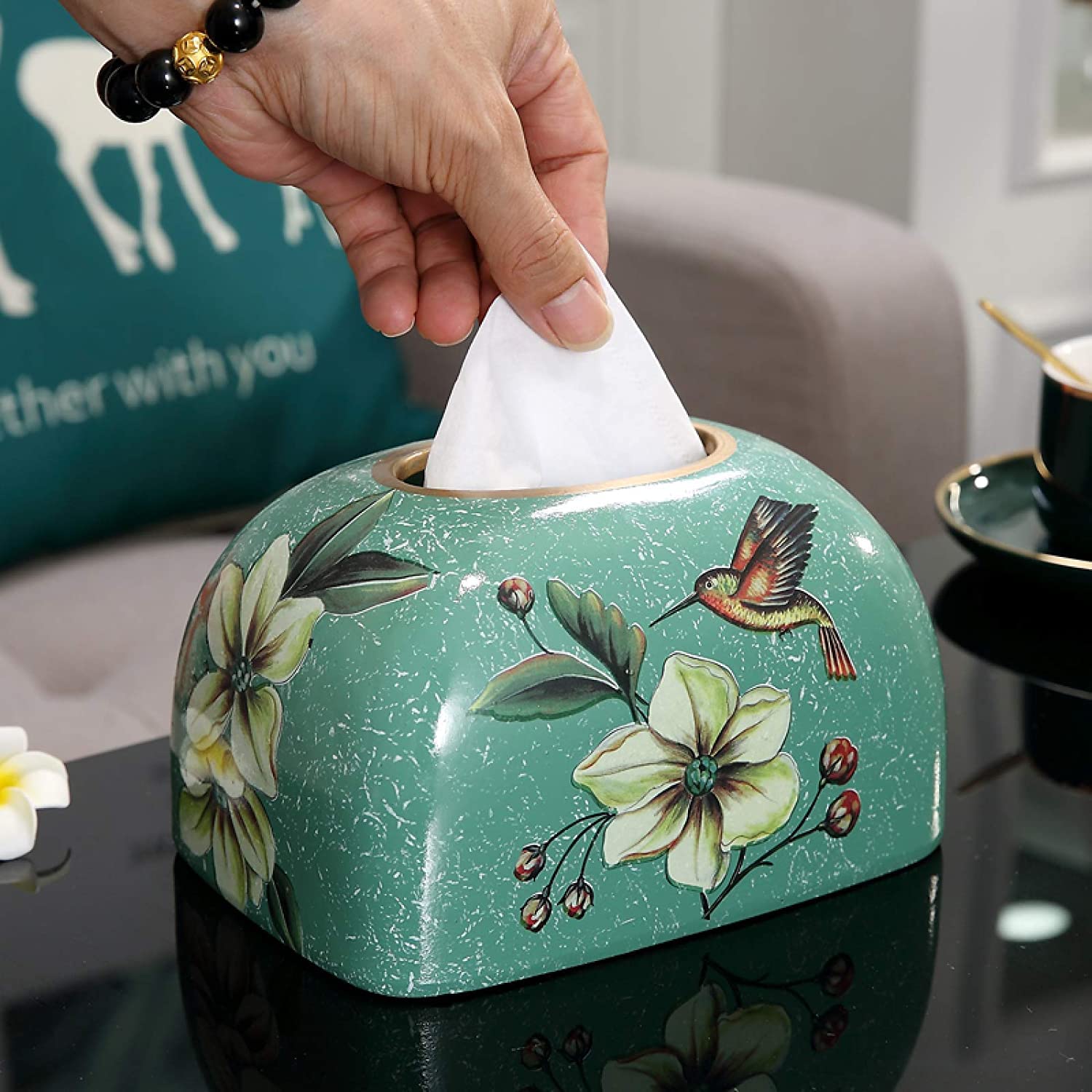 Pudełko na chusteczki, uchwyt na papier toaletowy, uchwyt na ręcznik papierowy Pudełko na chusteczki Dozownik chusteczek, ceramiczny uchwyt na pokrywkę Dozownik serwetek retro Chusteczki do twarzy Etu