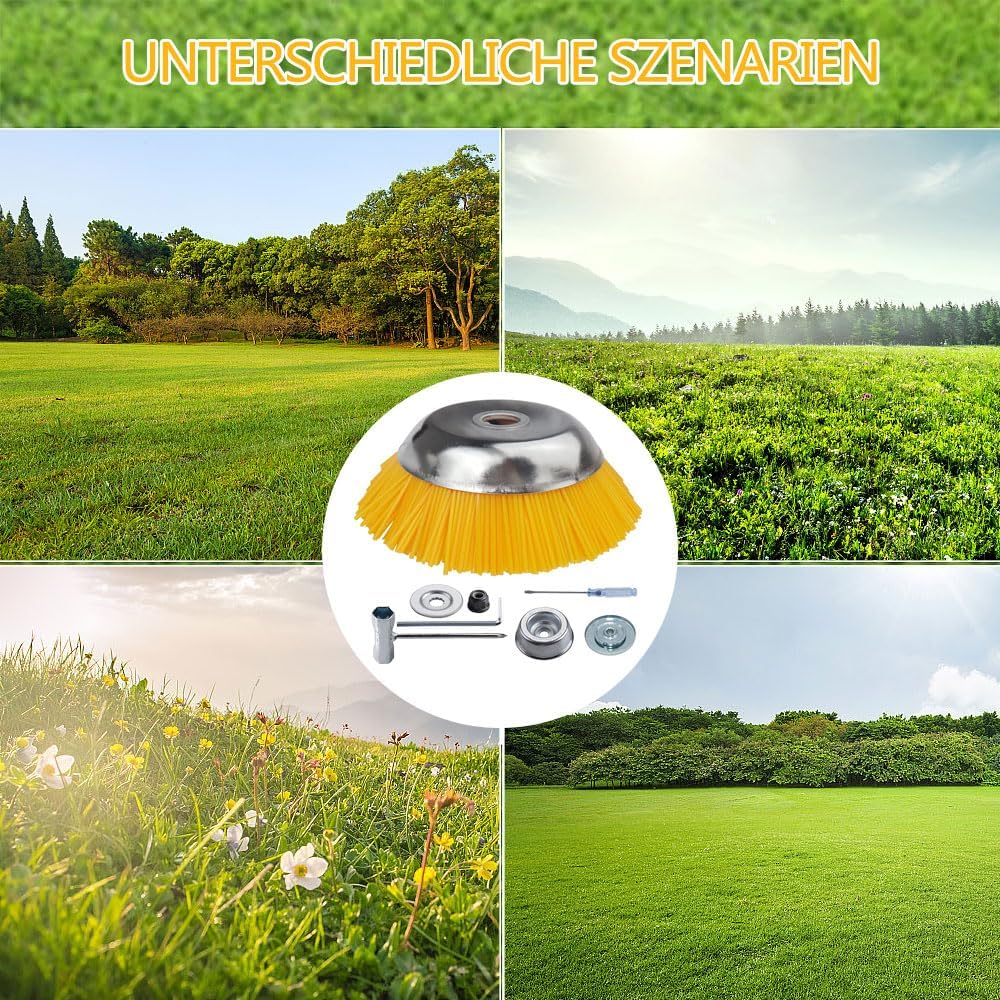 Unkrautbürste Nylonbürste, Unkrautbürste Wildkrautbürste, Nylonbürste Freischneider, Nylon UnkrautbüRstenkopf, Nylon-Borsten 200 mm x 25,4 mm, für Rasentrimmer, Motorsense, Unkraut Moosentfernung
