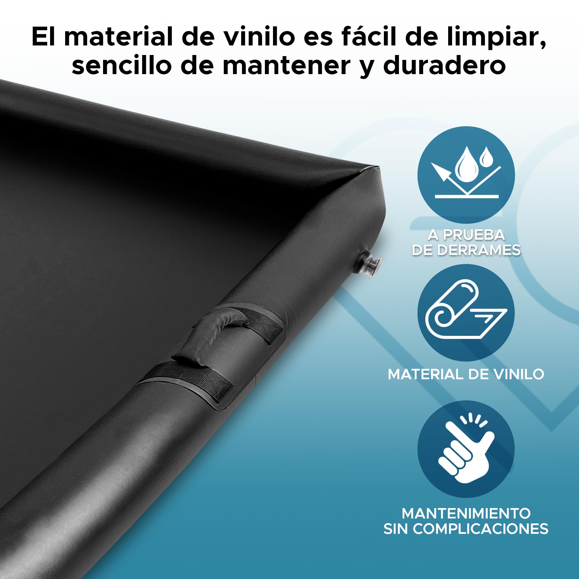 Lámina de Masaje Inflable Nuru con Asas y Lados inflables | PVC Duradero Resistente al Agua | 210 cm x 156 cm x 16 cm | Protección contra Productos a Base de Aceite, Agua y Silicona
