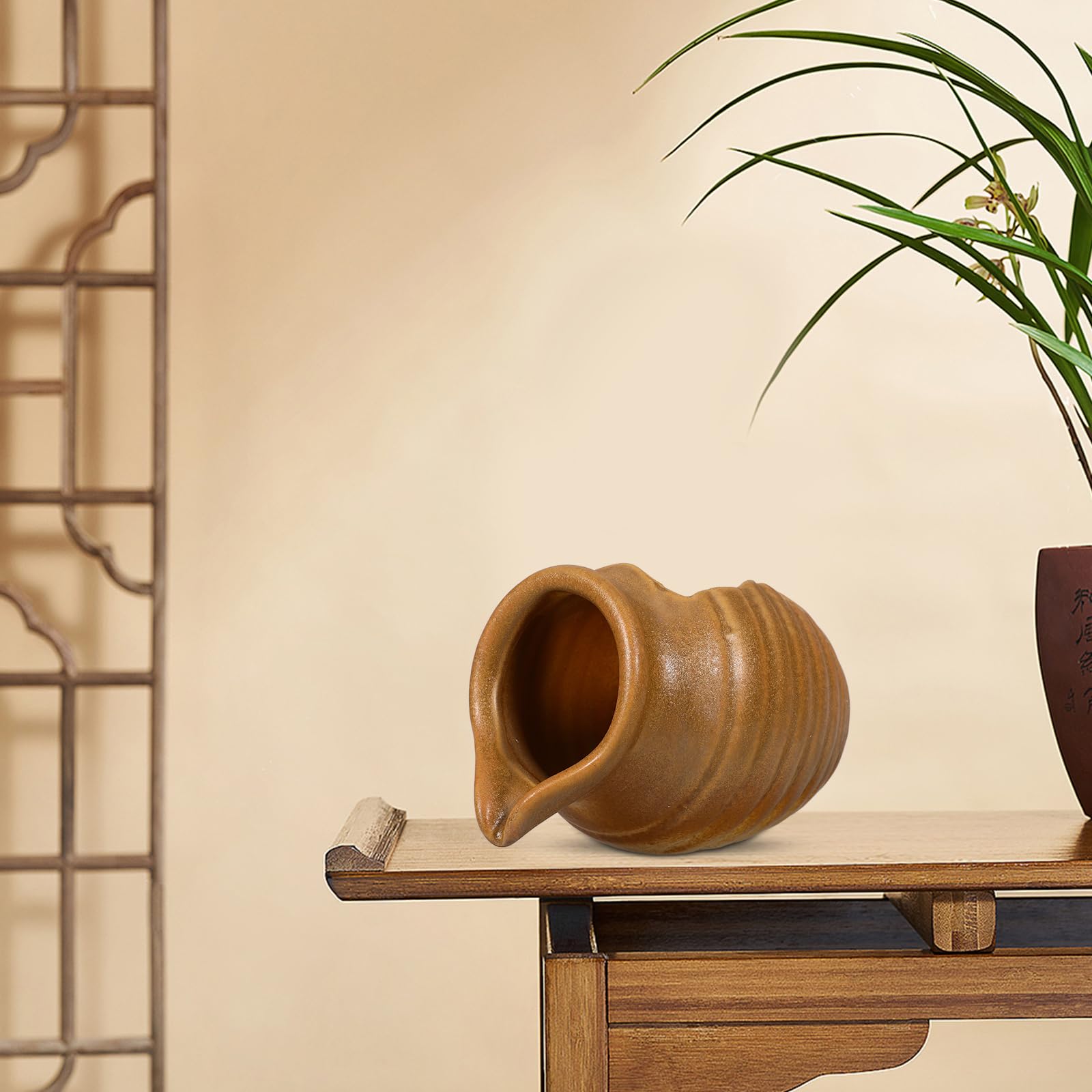 Brocca in Ceramica per Laghetto, Fontana, Giardino, Esterno, Vaso, Grotta, Cascata, Decorazione Esterna, Vaso Idroponico (Marrone Chiaro)