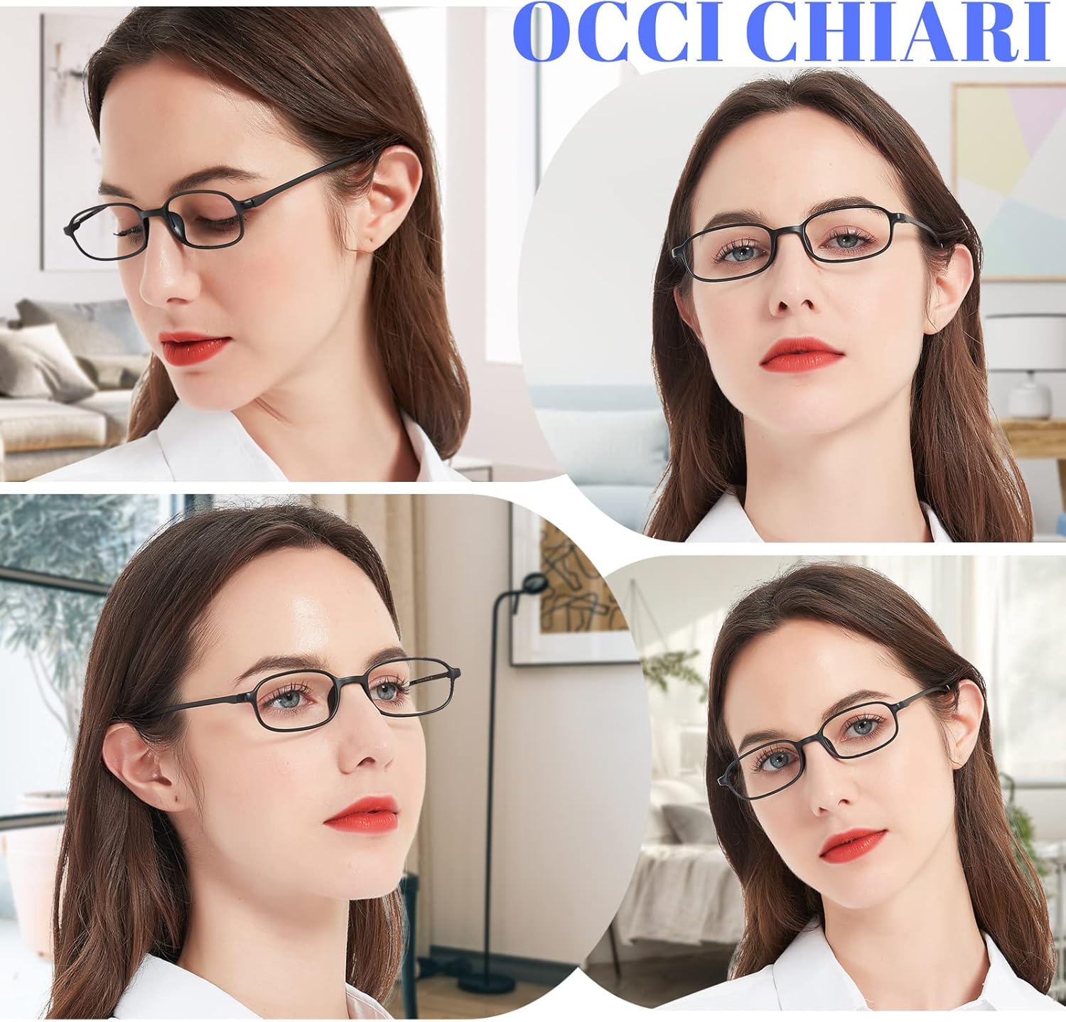 OCCI CHIARI 4 Pack Computer Reading Glasses Blue Light Blocking Lightweight Readers Women 1.0 1.25 1.5 1.75 2.0 2.25 2.5 2.75 3.0 3.5 4.0 (Black, 1.75)