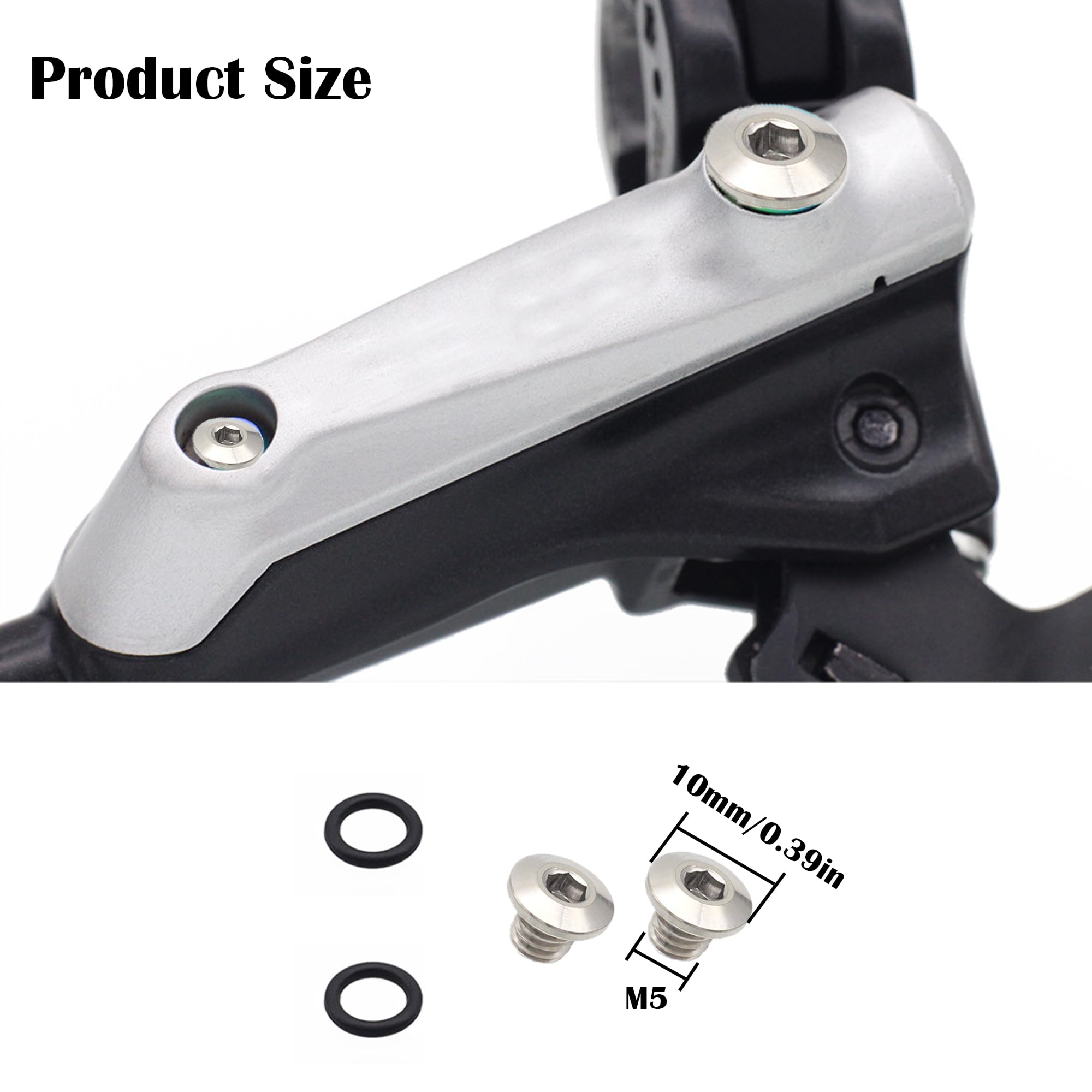 Śruba odpowietrzająca do roweru, pierścień uszczelniający do dzielonego korpusu roweru, stop tytanu TC4 M5 x 10 mm, śruby kompatybilne z Shimano XT SLX Zee Deore LX (srebrne)
