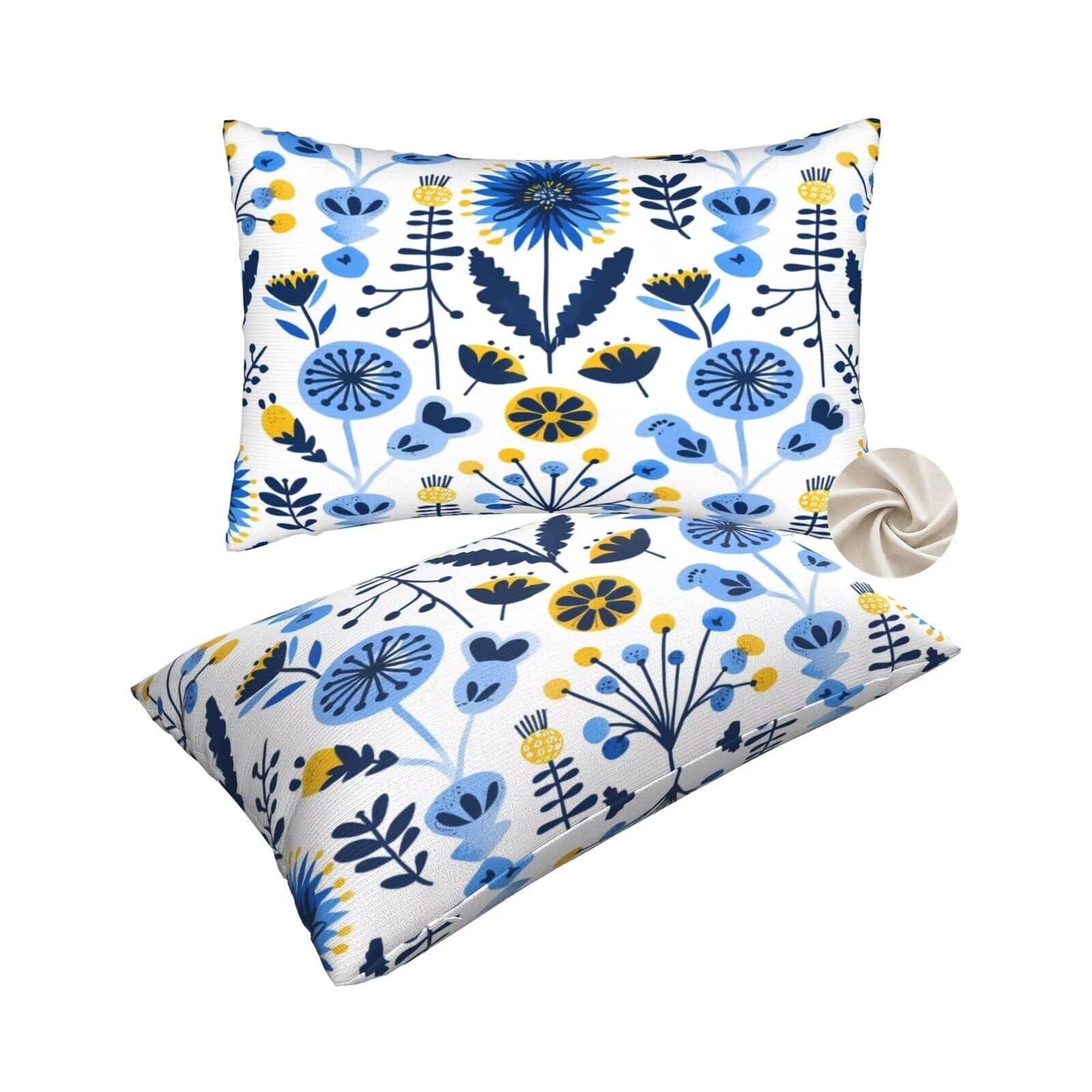Housse de coussin 60x90 cm au design végétal raffiné pour parfaire votre espace nuit