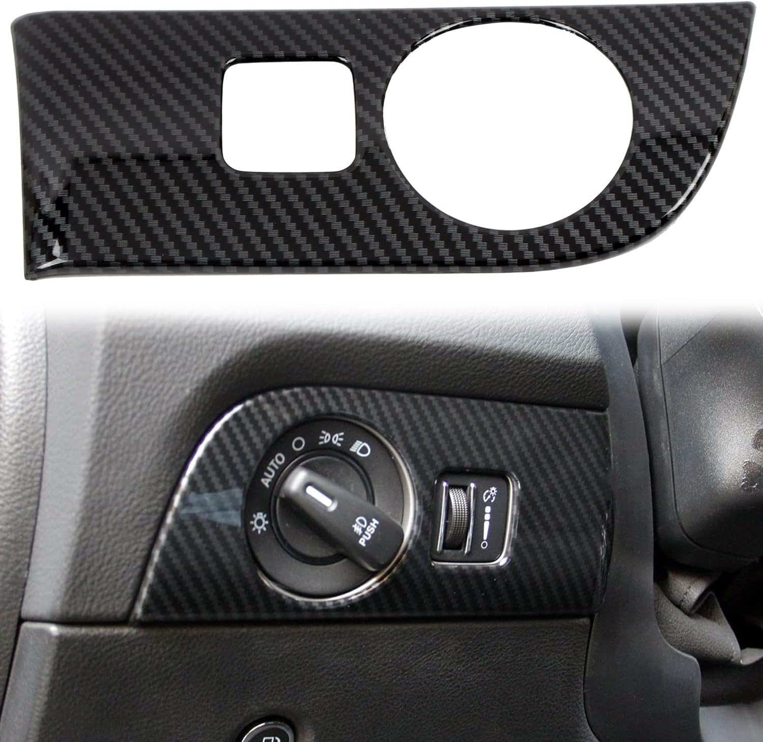 for Dodge Durango 2014-2020 LHD Carbon Fiber Black Head Light Switch Button Cover Trim 1pcs Car Accessories