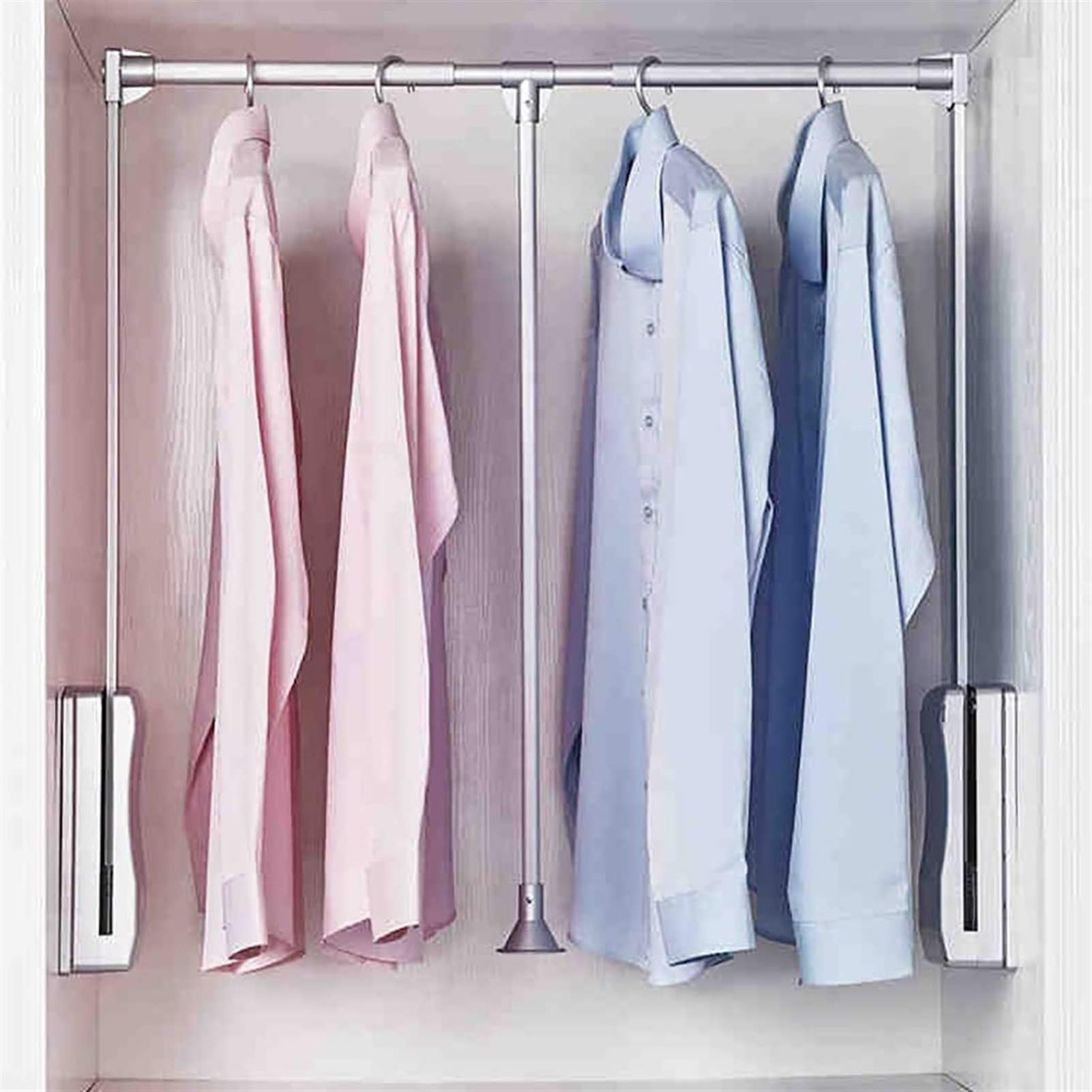 GTHTUHFD Extendable Pull-Down Closet Rod - Heavy Duty Adjustable Sliding Rail For Wardrobe Organization And Space Saving,830-1150mm