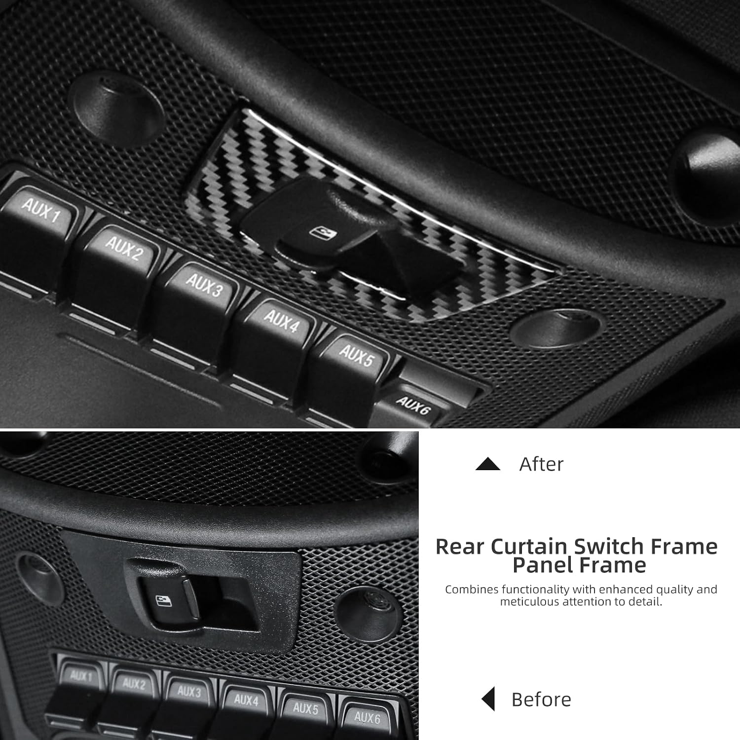 BETTERHUMZ Car Rear Window Switch Sticker Compatible with Ford F150 Raptor 2015-2020 Carbon Fiber Window Control Switch Decorative Interior Tuning Accessories (Black)
