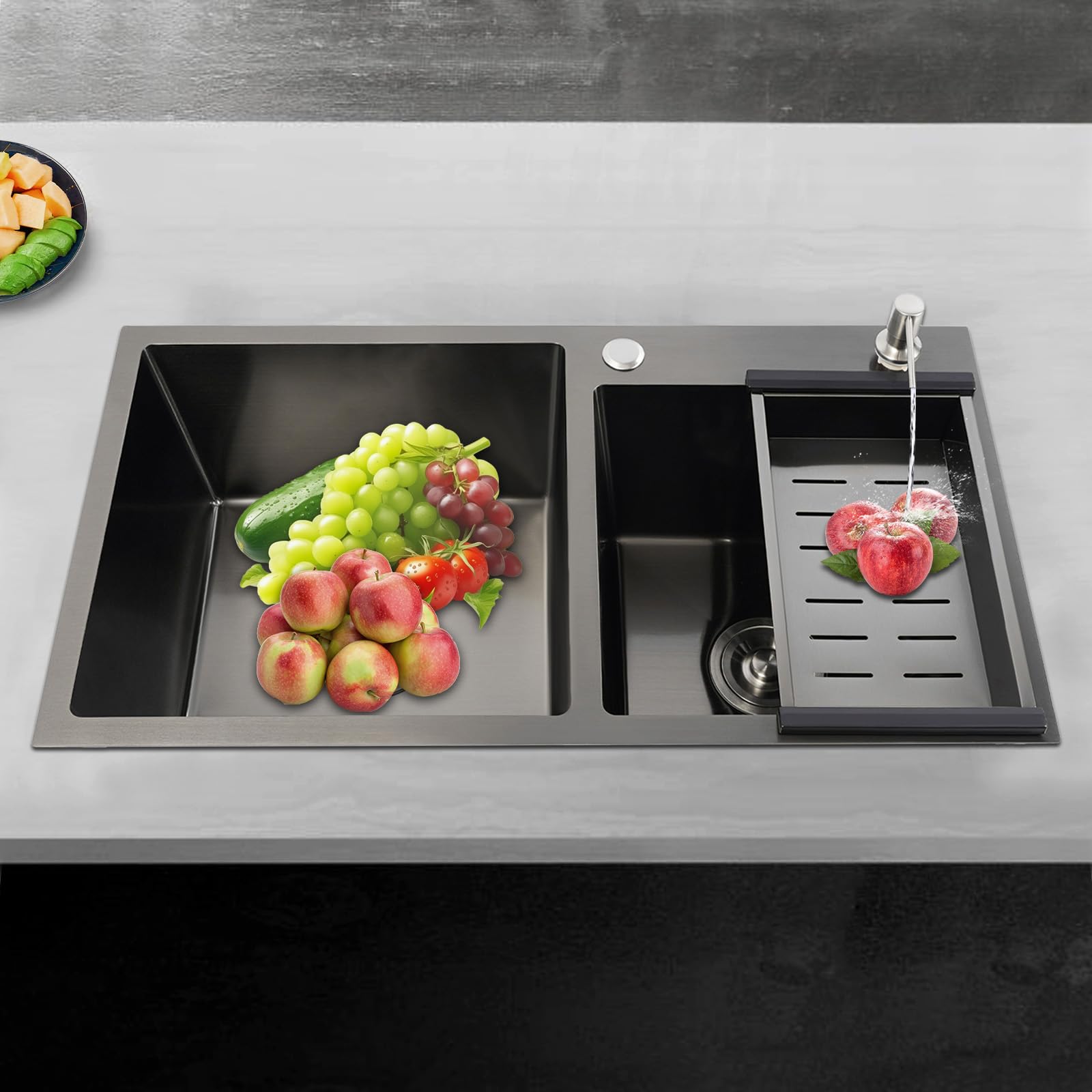 Lavello da cucina in acciaio inox, 784322 cm, doppia vasca