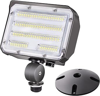 30W LED Flood Light with Knuckle, Outdoor Security Fixture Light with Dusk-to-Dawn Photocell 5000K 4,050lm200W Equivalent Waterproof with Base AC100-277V for Wall Mount Entrance Garden Yard