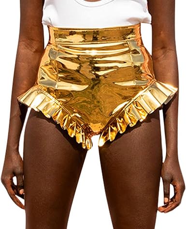 Women High Waist Shiny Disco Style 