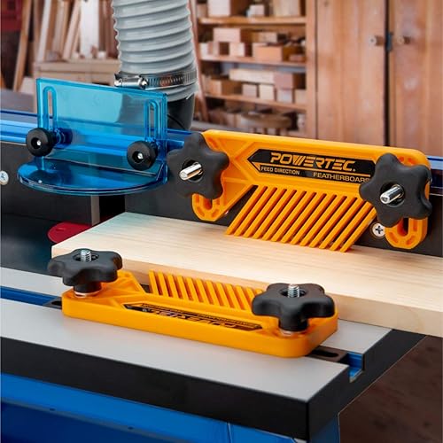 Miniatura 23 de POWERTEC Bloque de empuje y empujador para sierra de mesa, mesa de enrutador, sierra de cinta y ensambladora, asas ergonómicas, agarre máximo