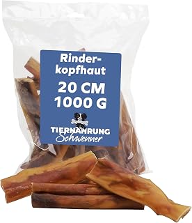 Rinderkopfhaut Hund getrocknet, 1000 g, 20 cm