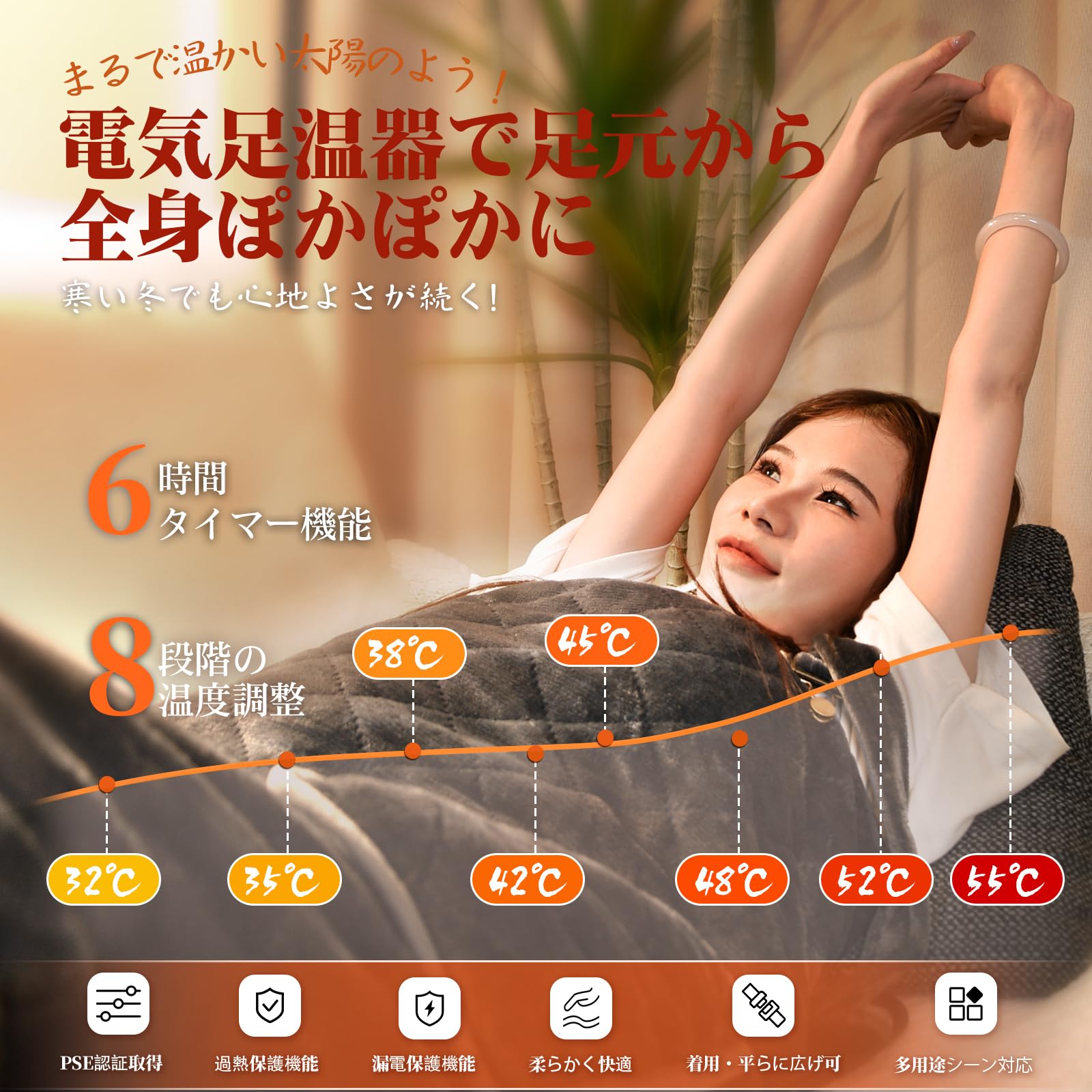 Amazon | 【2025 独自技術・着る・ポケット付き】H&W 電気毛布 着る 