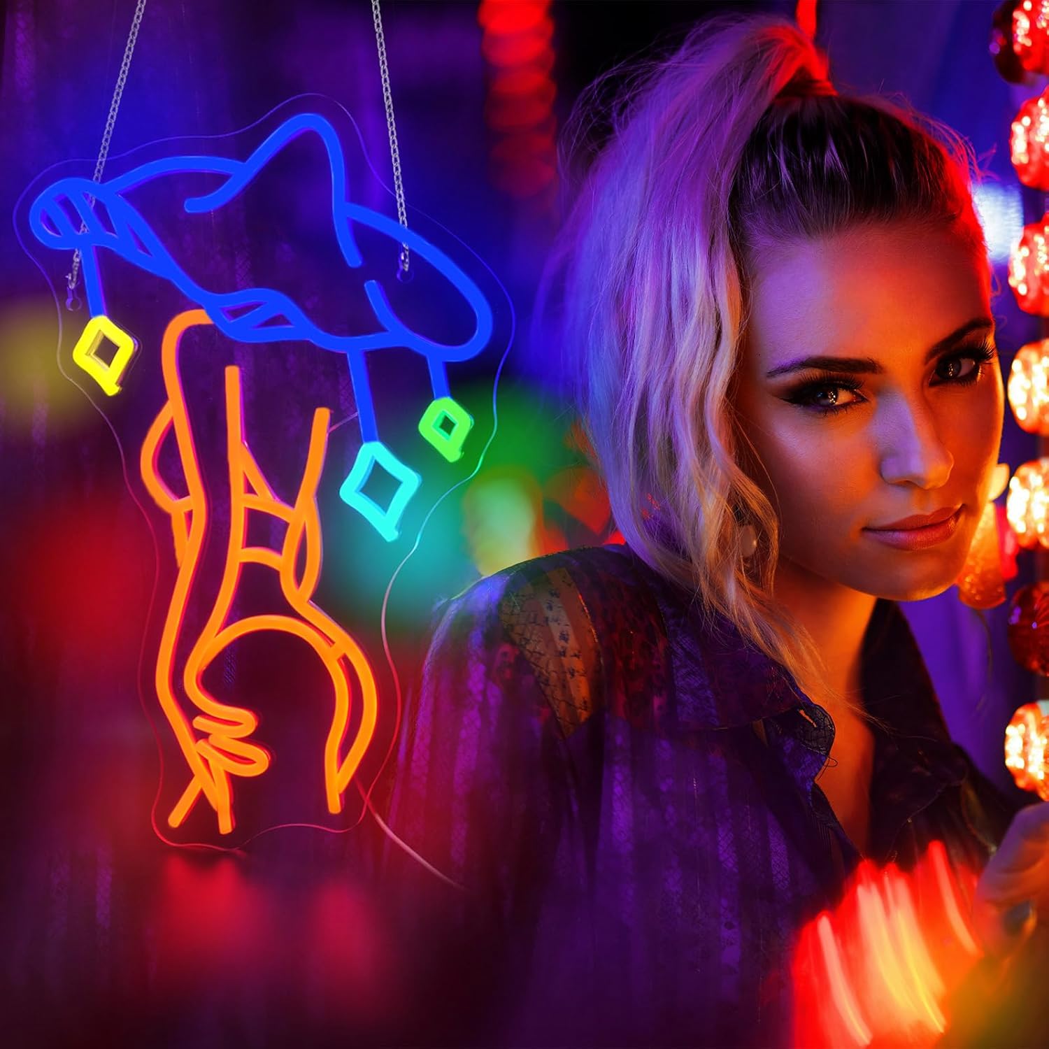 Lady Mushroom Neon Sign Led Neon Lights Neon Signs for Wall Decor Light Up Sign for Birthday Party Club Gift