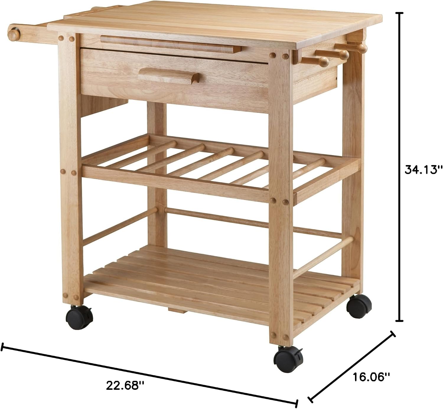 Ergode Julia Kitchen Cart - Sleek & Modern Design, Granite Top, Metal Basket, Removable Tray, Casters, Ample Storage, Black Finish. Dimensions: 22.6" W x 16" D x 34.1" H. (83644-VV)