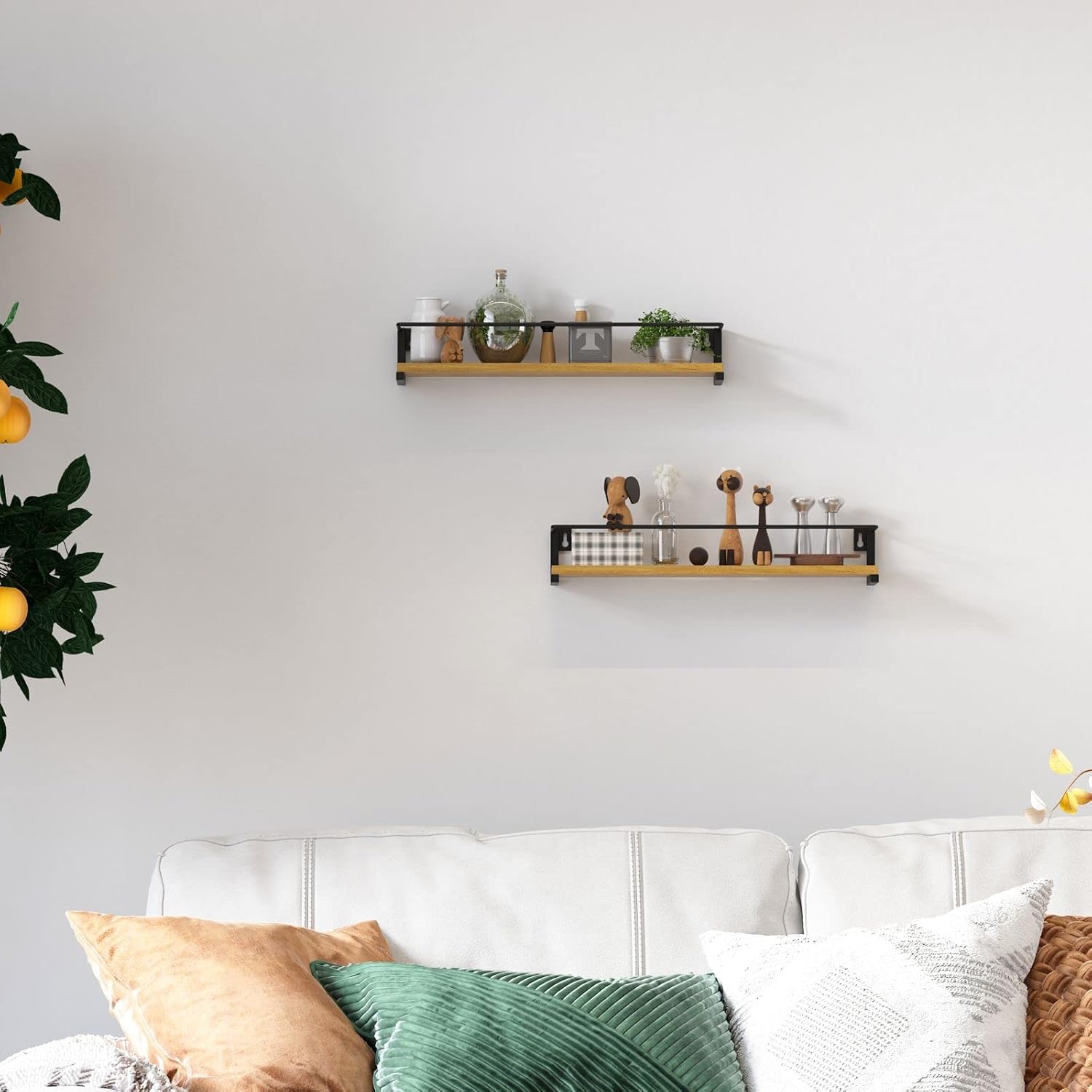 OROPY Spice Rack Wall Mounted, Rustic Wood Hanging Spice Rack over the Stove, Kitchen Wall Spice Rack, 2 Pack : Everything Else