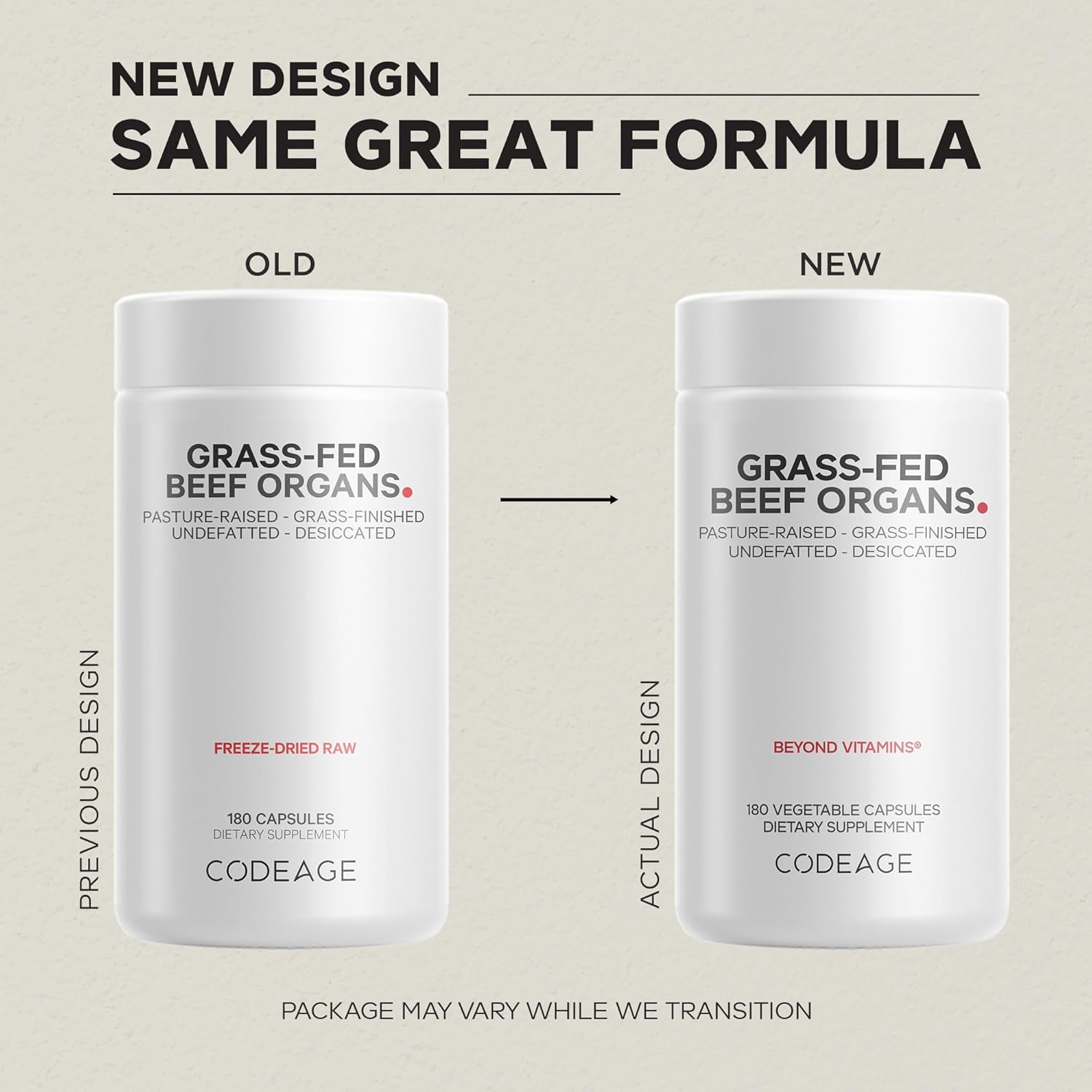 Codeage Grass Fed Beef Organs Supplement – Glandulars Supplements - Freeze Dried, Non-Defatted, Desiccated Liver, Heart, Kidney, Pancreas & Spleen Bovine Pills – Beef Vitamins - Non-GMO -180 Capsules - Image 3