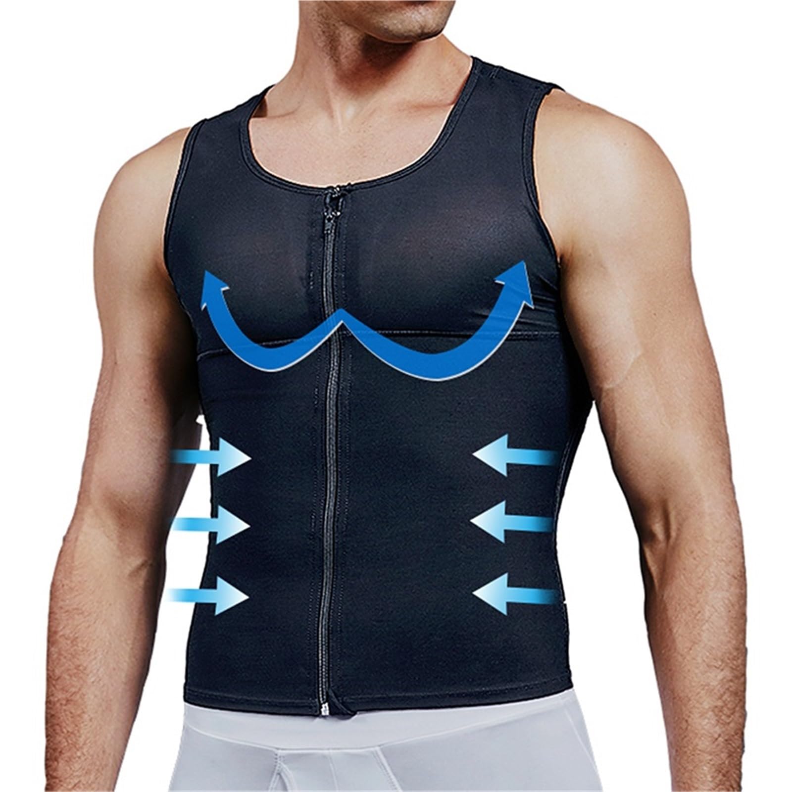 Prendas Moldeadoras Hombre Camiseta Moldeadora de compresión for Hombre, Control Abdomen, Faja Reductora, Camiseta sin Mangas, for Reducir la ginecomastia