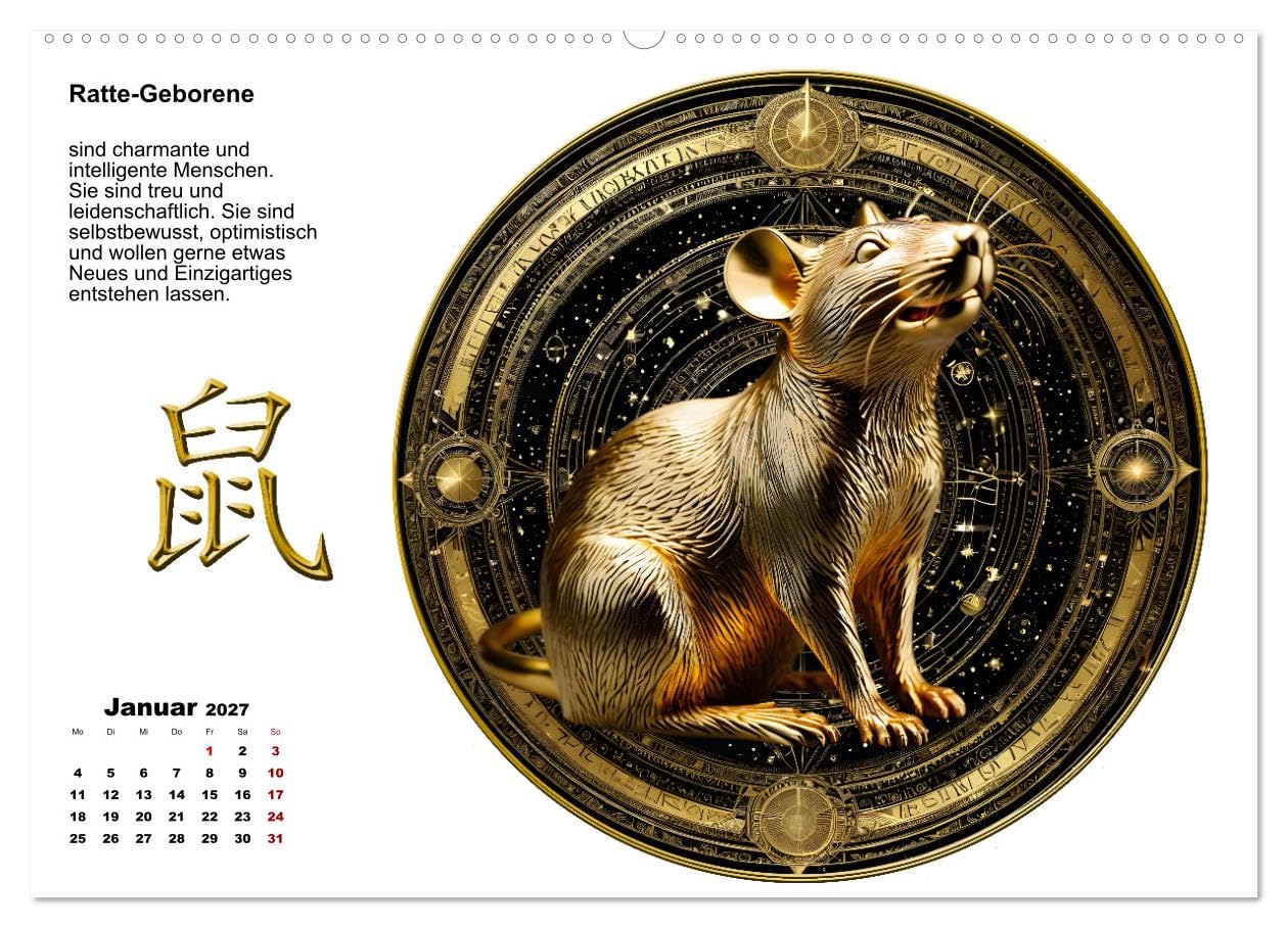 Chinesische Sternzeichen (hochwertiger Premium Wandkalender 2027 DIN A2 quer), Kunstdruck in Hochglanz: 2025 - das Jahr der Schlange (CALVENDO Hobbys)