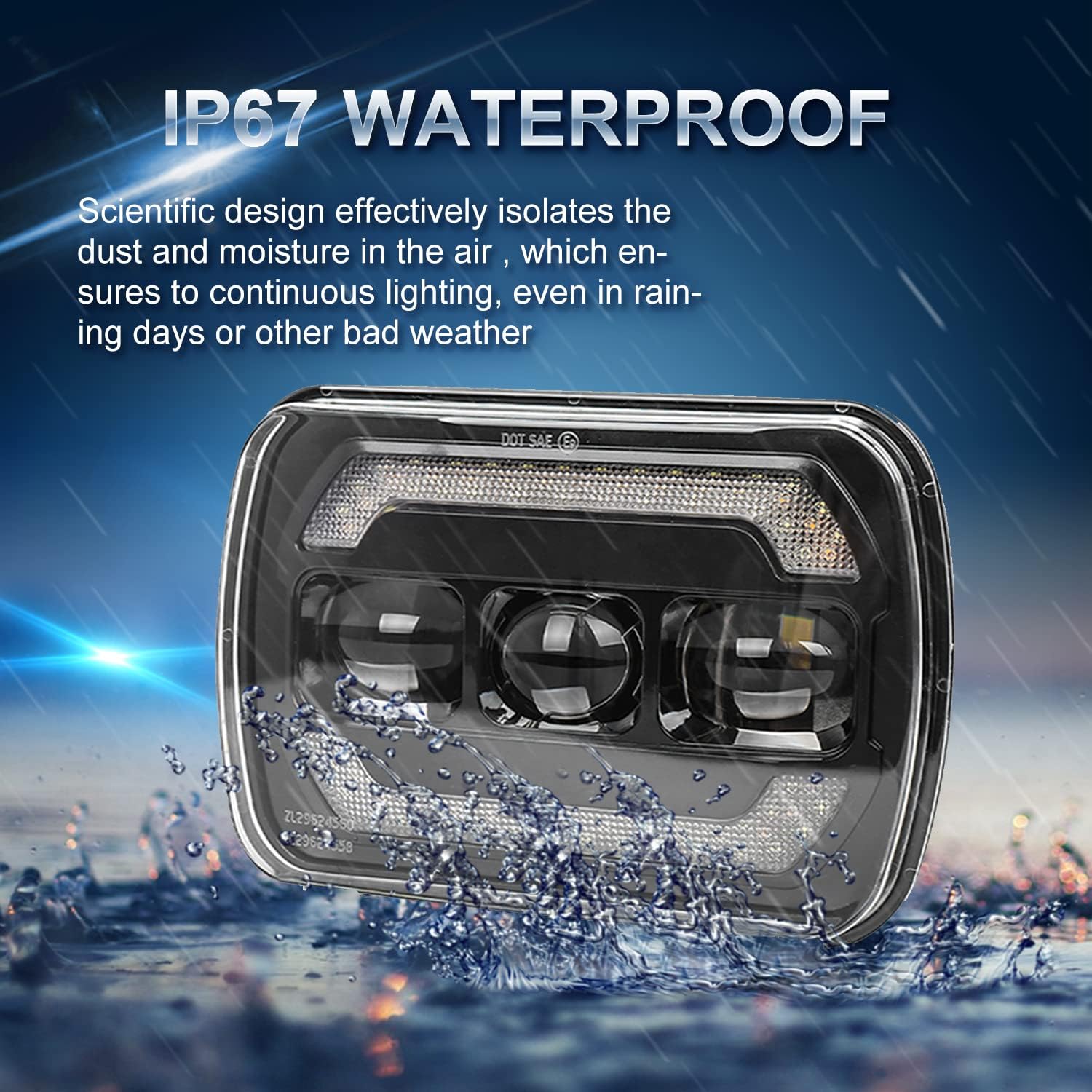 Sinoparcel Upgraded 5x7 7x6 Headlights with DRL/Turn Signal,H6054 6054 LED Sealed Beam Headlights,500% Brighter Hi/Lo Halogen Replacement for Wrangler YJ/Cherokee XJ/Savana Truck and More,Pack of 2