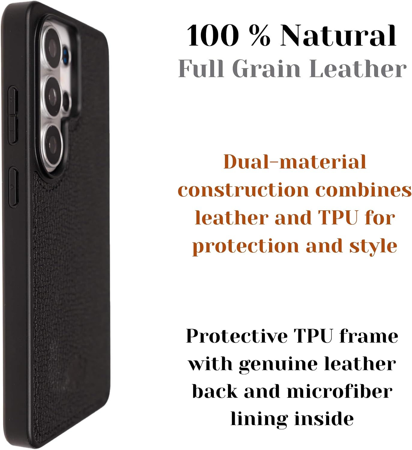 BLACKBROOK Leather Snap‑On Case for Samsung S26 Ultra – York Slim Protective Cover – Ready for MagSafe and Wireless Charging, Full‑Grain Leather, Soft Suede Interior