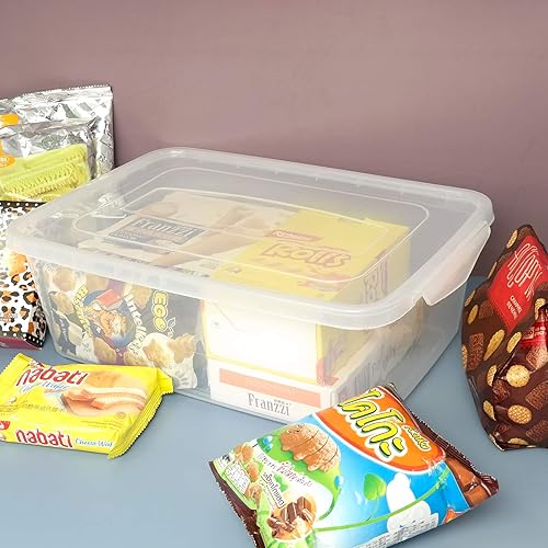 Miniatura 3 de Contenedores de almacenamiento de plástico de 14 cuartos de galón con tapa, caja de cierre transparente, juego de 4