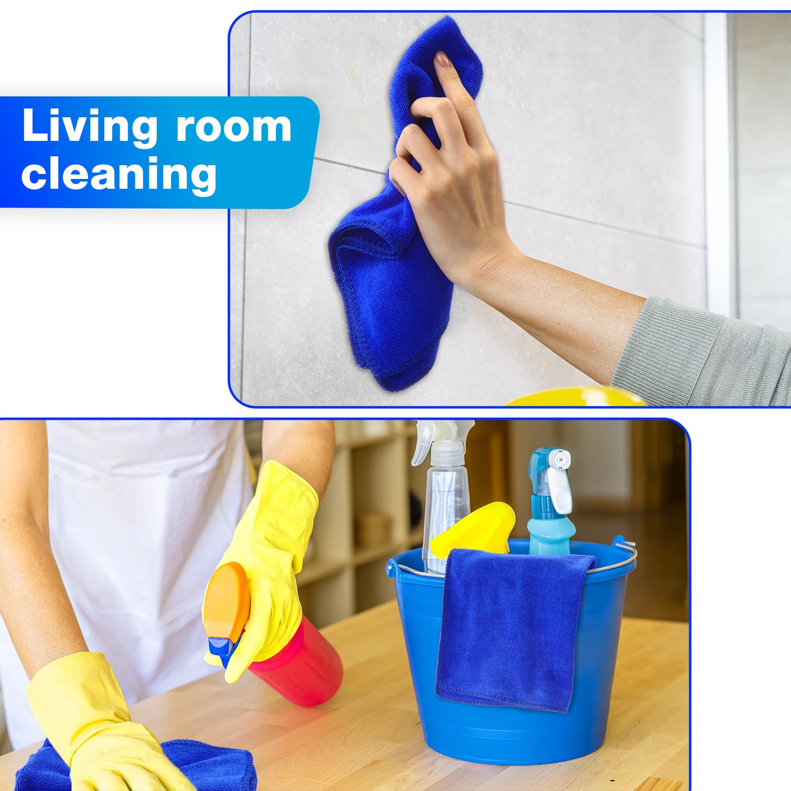 Nuenen Microfiber Cleaning Cloths for Cars 16 x 16 Inch Ultra Absorbent Car Towels Drying Reusable Cleaning Supplies — view 6