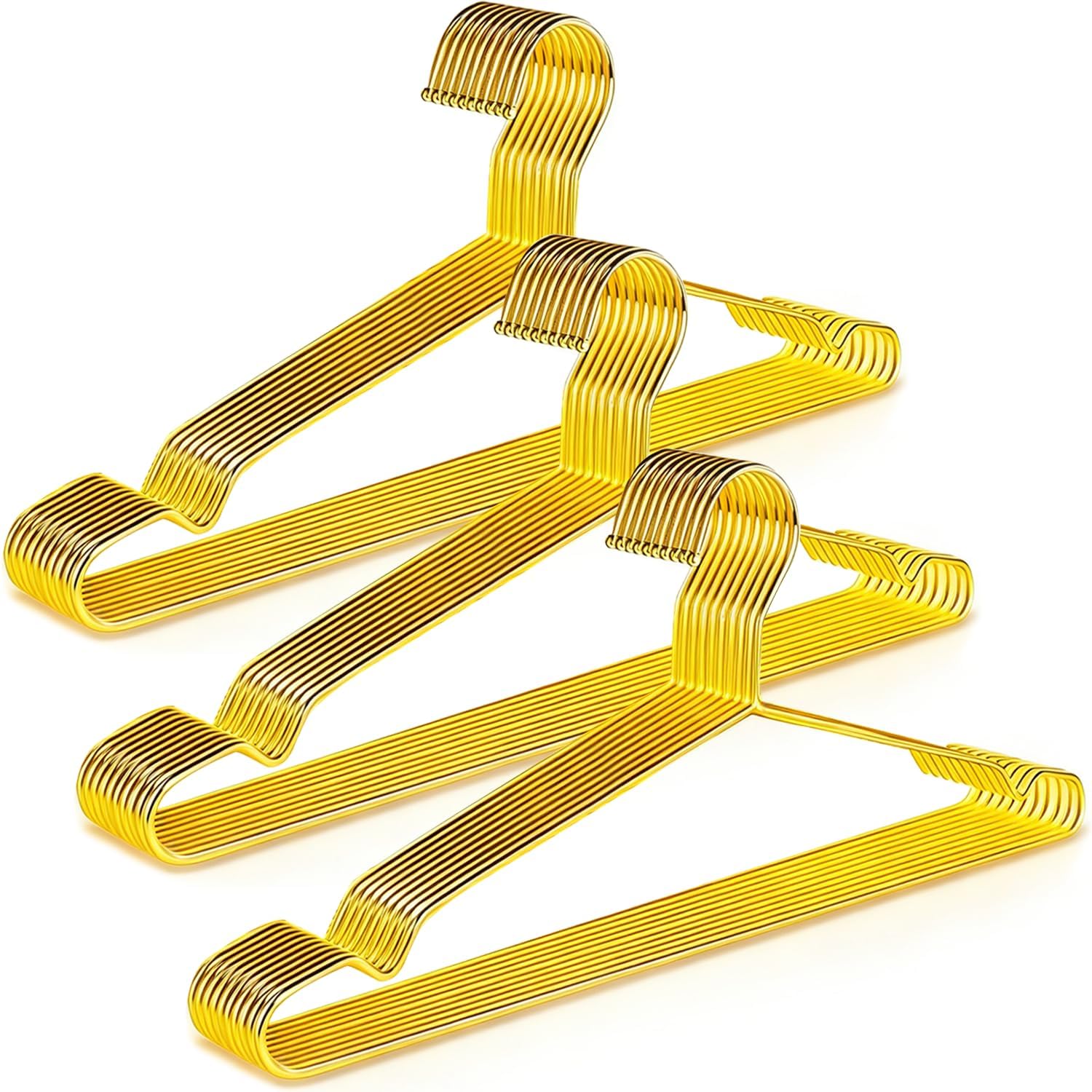 30 Pack Clothes Hangers, METLUCK Stainless Steel Gold Hangers for Clothes Strong Wire Metal Coat Hangers Standard Suit Hangers, Great for Daily Use -17.7 Inch, Gold