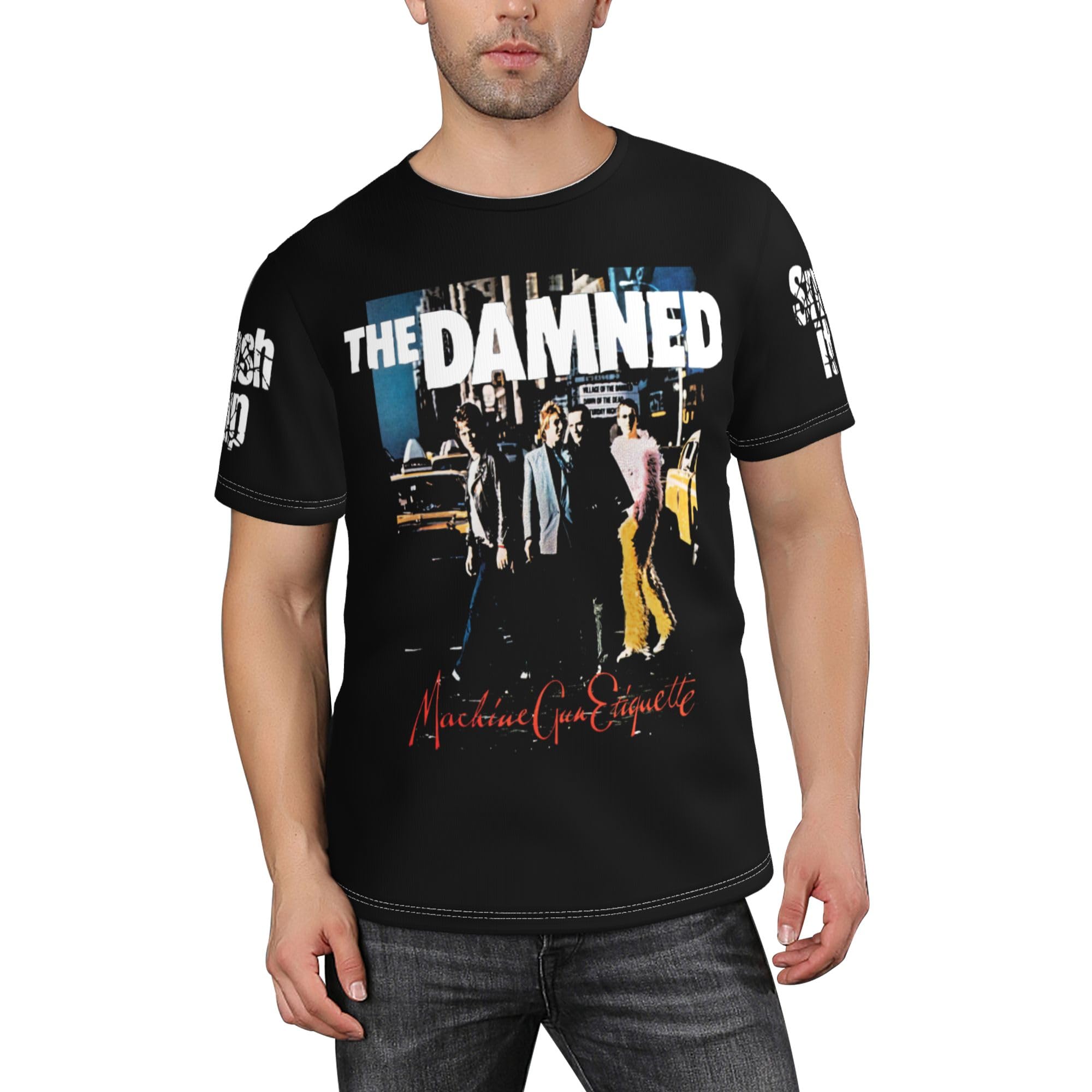 Lmlxyz Men's The Damned-5 The English Punk Đam*Ned Rock Band T-Shirts Basics Regular Crew Neck T-Shirt Novelty 3D Print Graphic Tee Tops For Hiking Travel，Xl