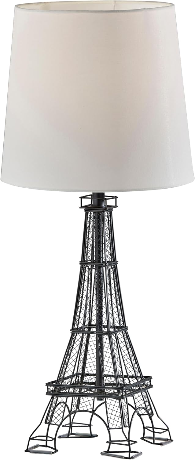 Adesso Eifel Tower Novelty Table Lamp with Fabric Shade – 3-Way Adjustable Brightness, Parisian Bedside Table, Home Office Lighting or Room Decor, 25” x 14”