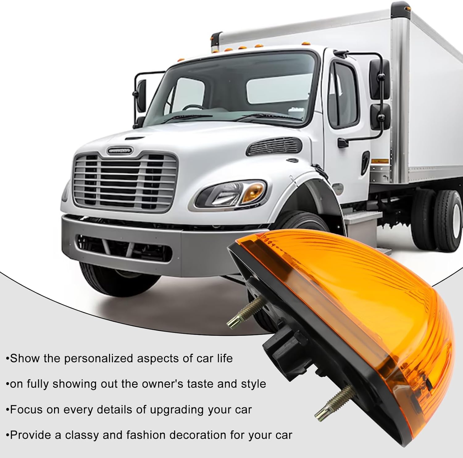 5 PCS LED Cab Roof Clearance MarkerLight Front Top Amber Lamps Fit for Freightliner M2 106 112 Business Class A06-40578-000