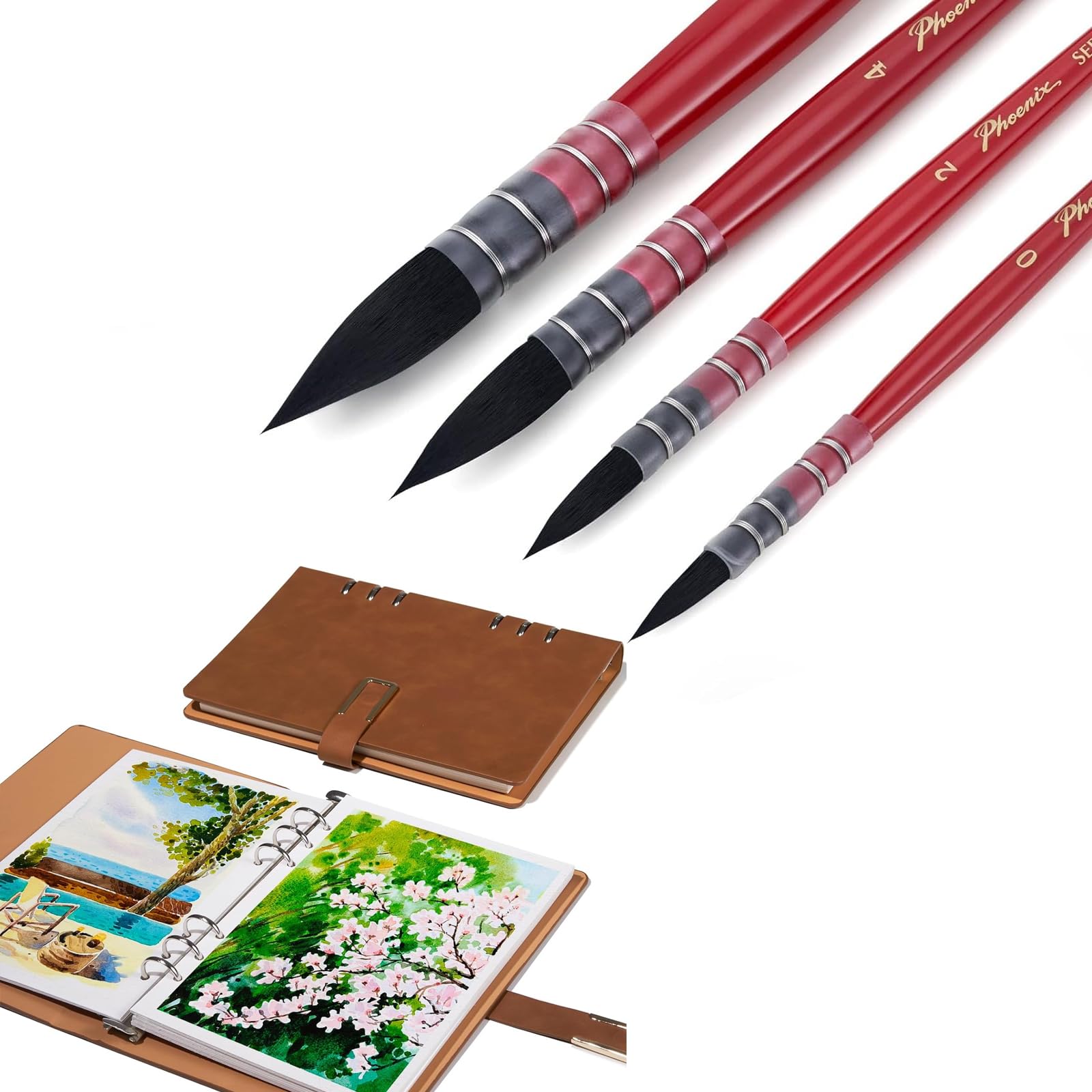 Lightwish Watercolor Brushes Set & Watercolor Sketchbook,100% Cotton Acid Free Watercolor Journal,300gsm/140lb Cold Press Watercolor Paper