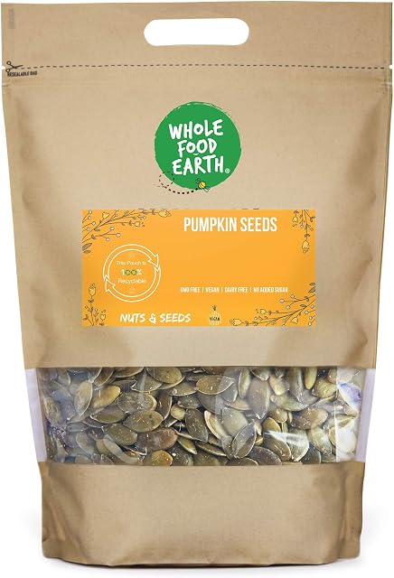 Wholefood Earth Pumpkin Seeds 1kg | GMO Free | Natural | Vegan | Source of Fibre | Source of Protein