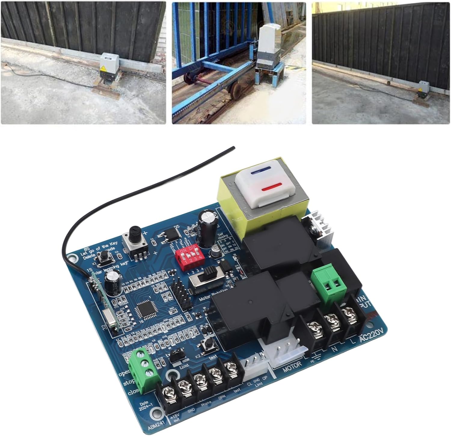 Universal Sliding Gate Opener Circuit Board Replacement Main Electronic Control for Motors Sensitive and Motor (220V)