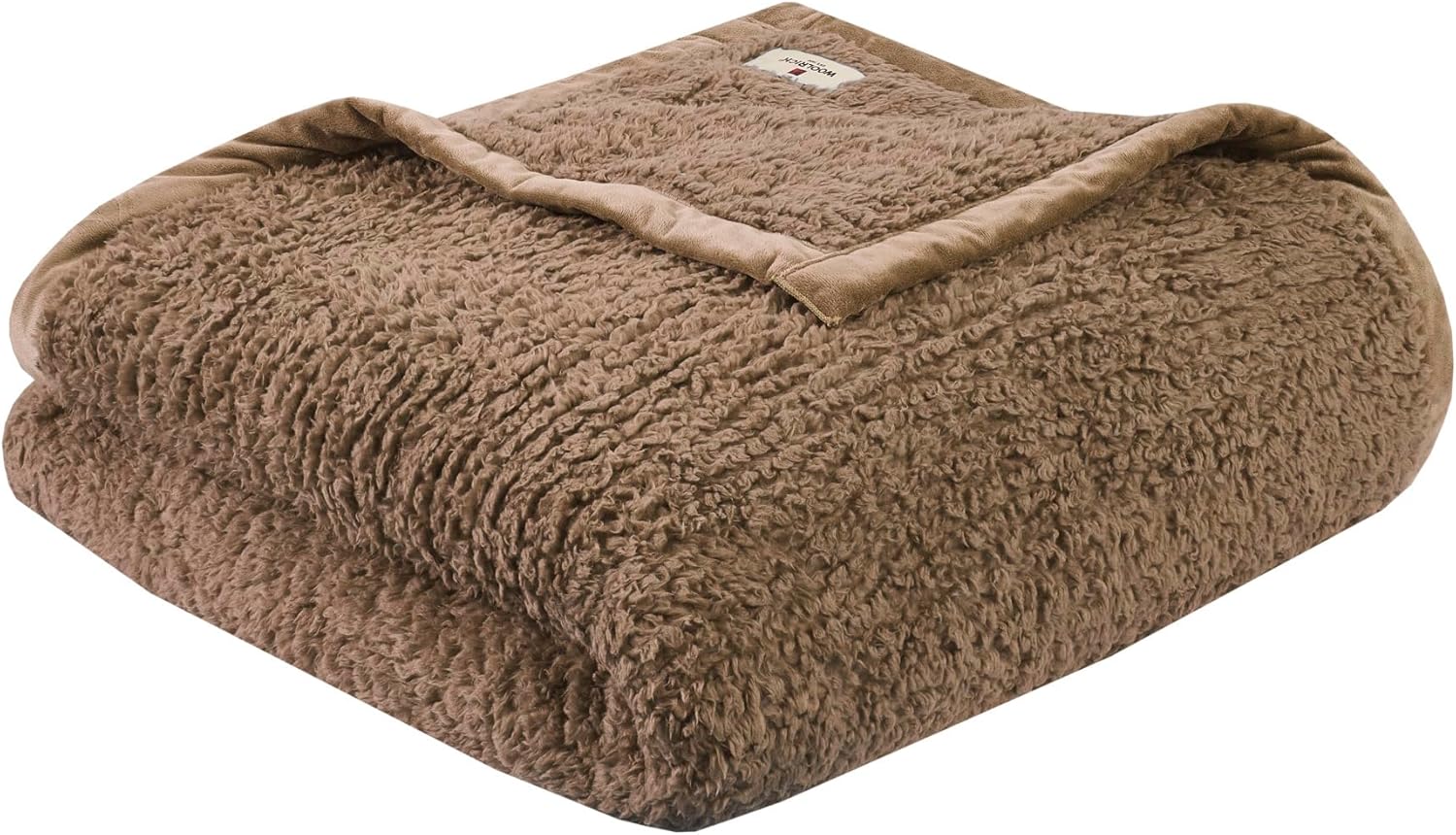 Woolrich Burlington Berber Blanket Super Soft, Cozy Lightweight Cover with Luxrurious Velvet Binding, Modern Trendy All Season Bedspread Bedding-Set, Twin 66" W x 90" L Brown Brown Twin