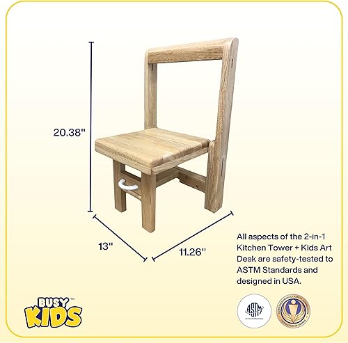 Miniatura 6 de Fold 'N Store Taburete para niños pequeños, taburete de madera para cocina y baño, ayudante plegable para lavado de manos, cepillado de dientes,