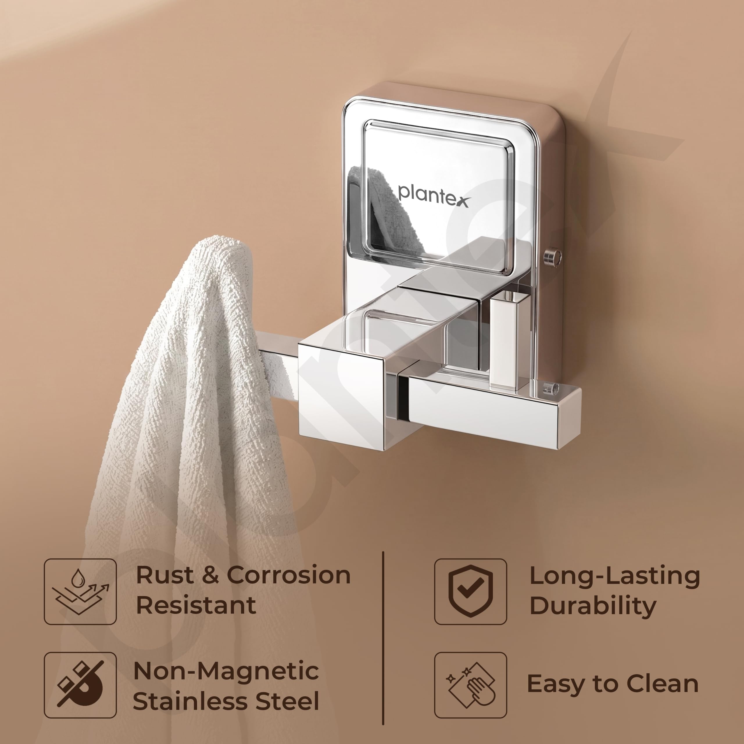 Plantex 304 Grade Stainless Steel Robe Hook/Cloth-Towel Hanger/Door Hanger Hook/Bathroom Accessories - Darcy (Chrome) 4