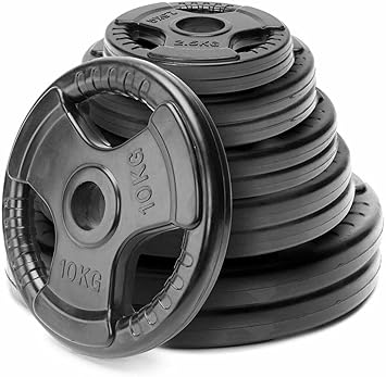 YMD Metal Integrated Rubber Weight Plate, Finger Plate 5Kgx2Pcs 28 mm Hole Black Weight Plate (10 kg)