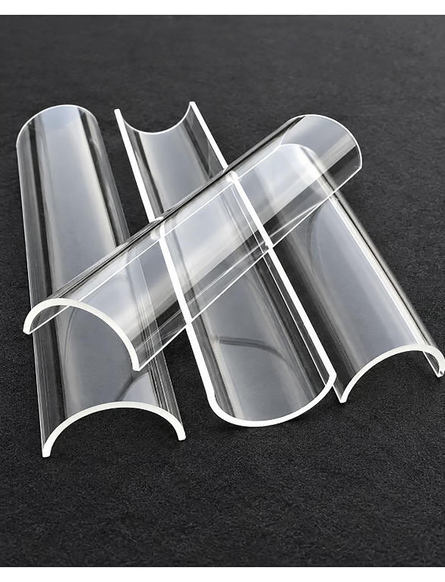 Sección de vidrio de cuarzo semicircular, transparente o esmerilado