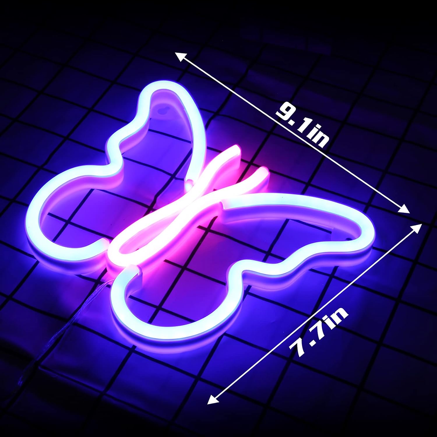Butterfly Neon Signs Lights for Girls Bedroom Wall Decor, LED Decorative Light Battery or USB Powered, Kids Room Bar Party Teens Gift Live Show, Cute Pink Butterfly Shape lamp (Blue & Pink)