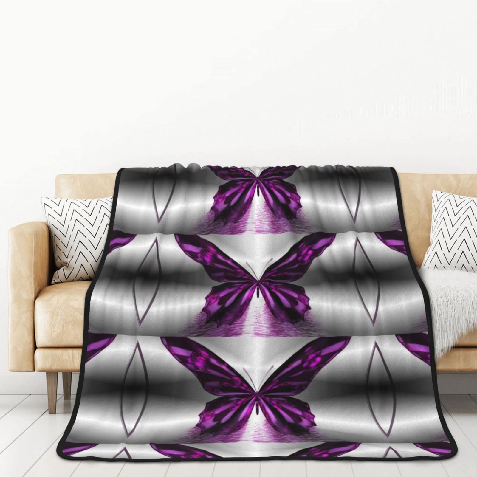 Couverture papillon violet en microfibre de flanelle premium 152x203cm