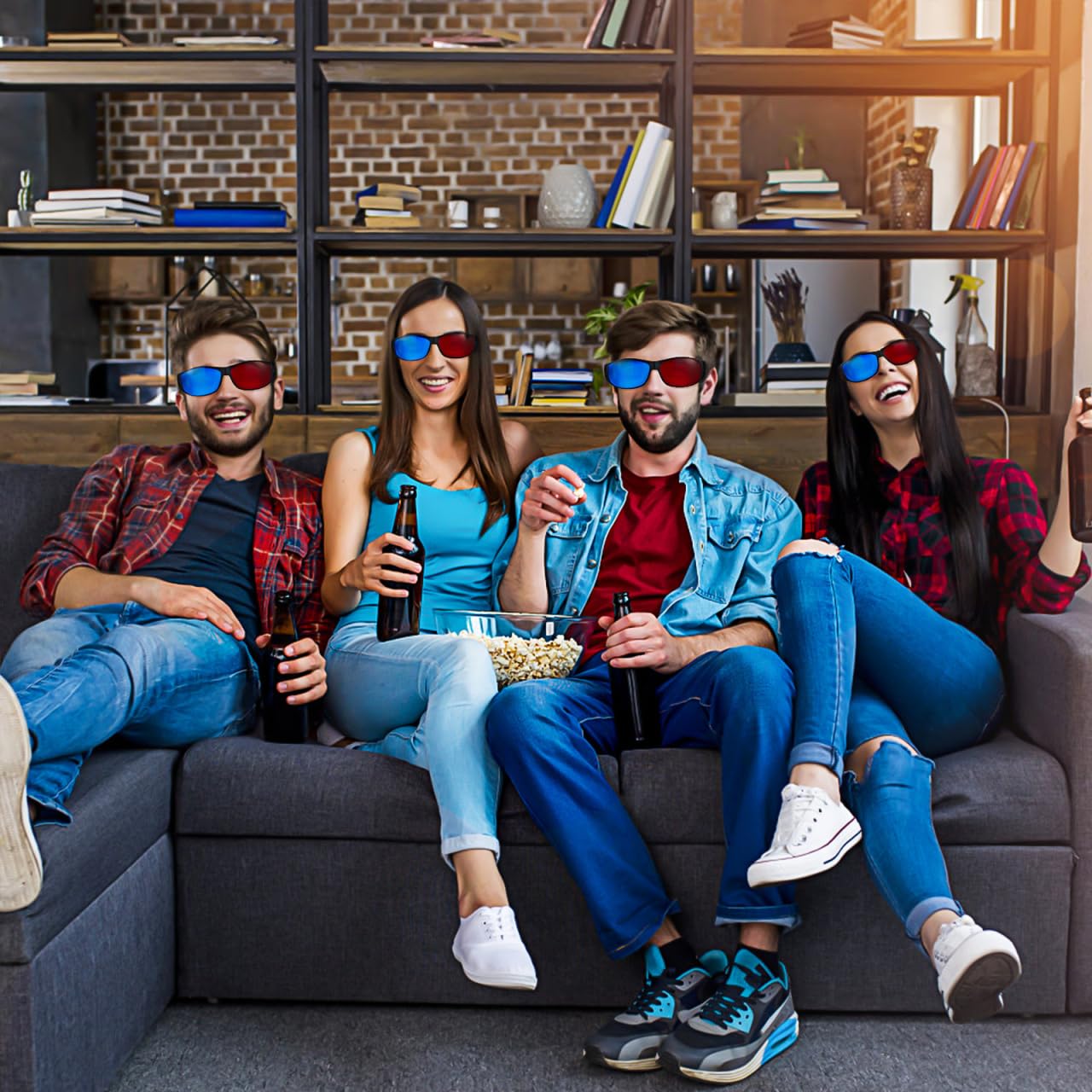 DOITOOL Occhiali 3D Anaglifi Rossi E Blu Per Film a Casa E Cinema Set Da 5 Pezzi in Plastica Leggera Confortevoli E Compatibili Con Proiettori 3D Per Esperienza Visiva Immersiva