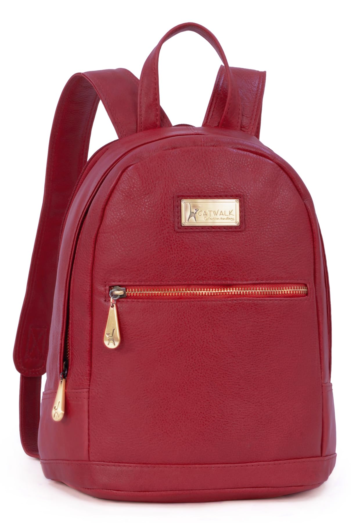 Catwalk Collection Handbags - Leather Anti Theft Backpack For Women - Ladies Large Rucksack - Multiple Pockets and Compartments - Fern - Red