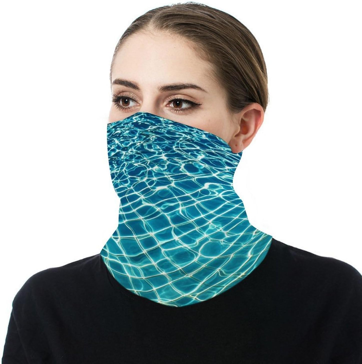 Blue Aqua Pool Water Neck Gaiter Bandana Windproof Breathable Face Mask Cover Face Cover Cold Weather Gator Scarf Winter Neck Warmer Gaiter Half Balaclava Scarf Mask for Men Women