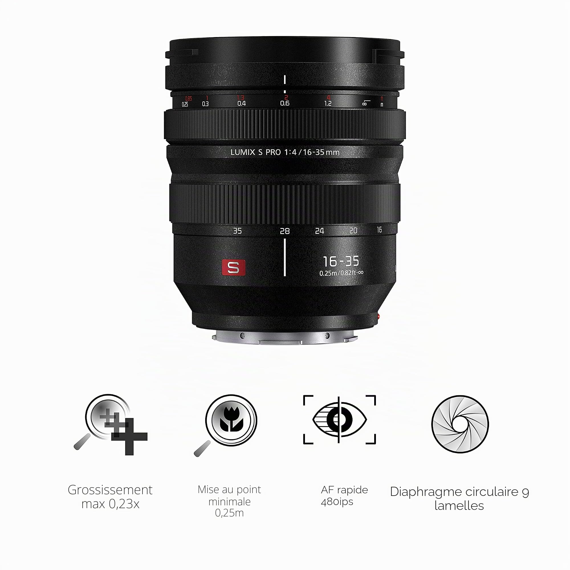 Panasonic Lumix S Pro 16-35mm F4.0 | Objectif Grand Angle Plein Format S-R1635E (Ultra Grand Angle 16mm, Bague de débrayage Clutch, Tropicalisé, Compact et léger) Noir – Compatible Monture L