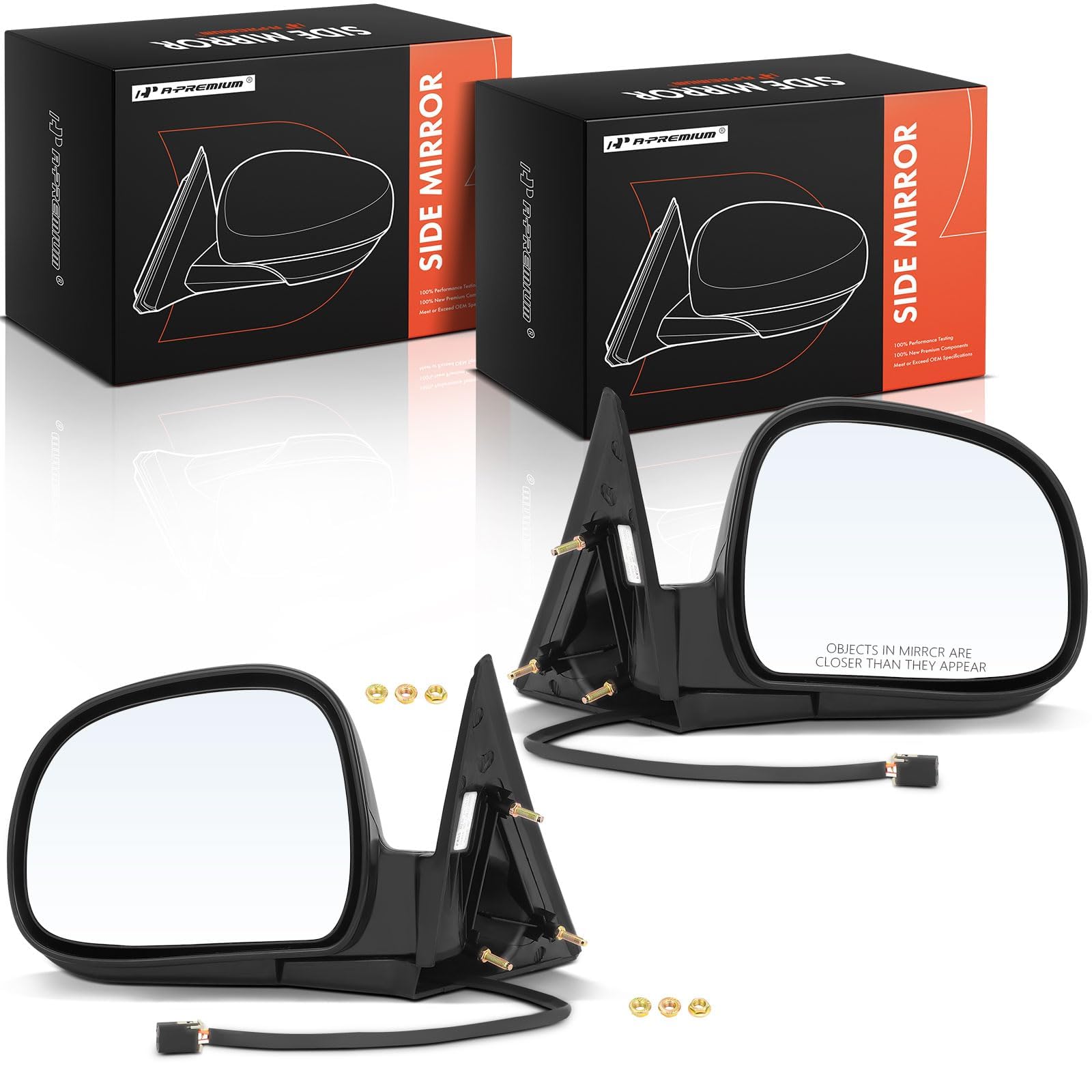 A-Premium Pair (2) Driver and Passenger Side Power Mirror - Compatible with Chevy S10 94-97, Blazer & GMC Jimmy 95-97, Sonoma & Isuzu & Oldsmobile - Non-Heated Manual Folding Outside Rear View Mirror