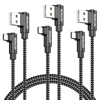 Short Micro USB Right Angle Cable 3FT 3Pack, 90 Degree Micro USB Cable Braided USB2.0 High Speed Fast Charging Cable for Galaxy S7 S6 S5,Tab A Tab S2,Power Bank, Android Phone