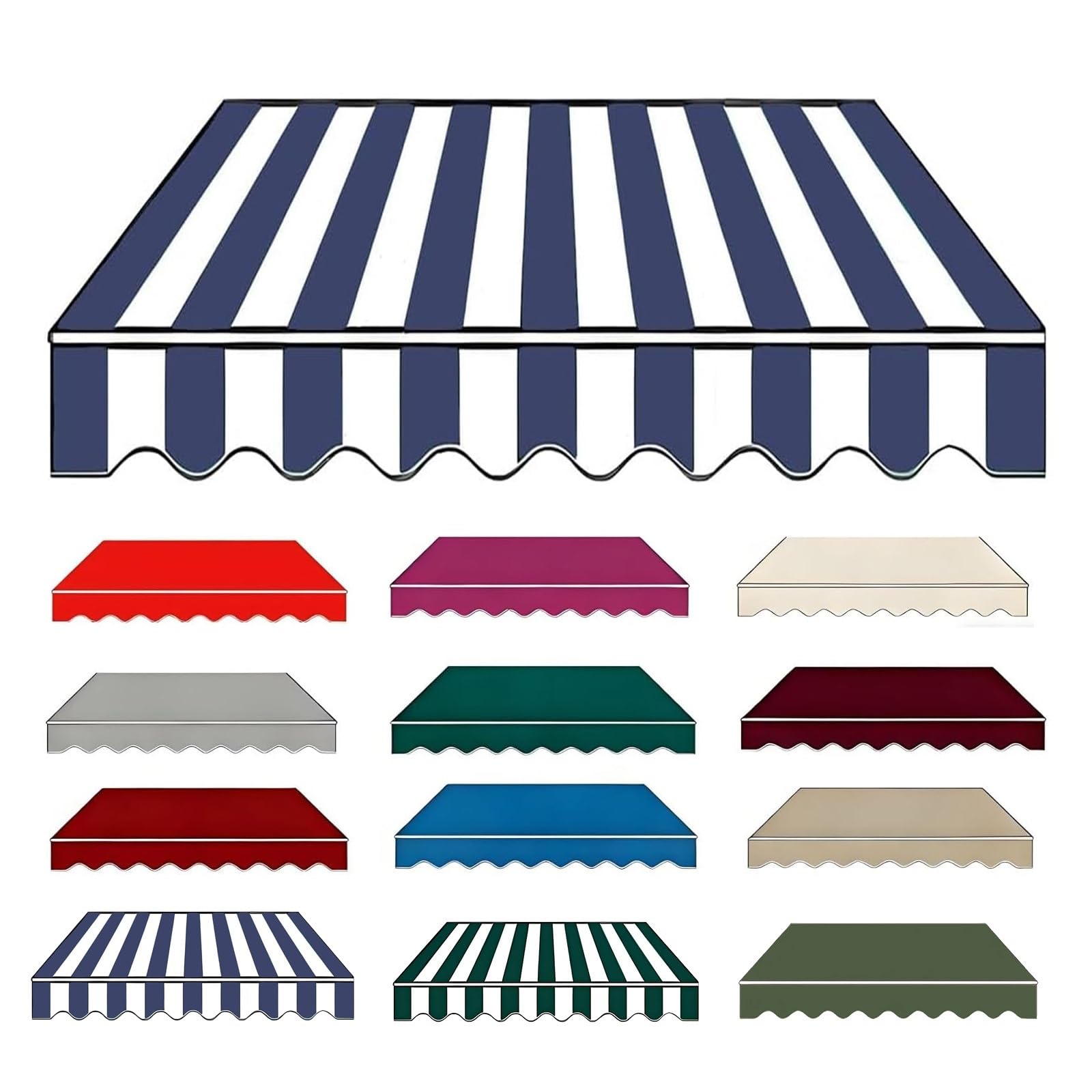 Tessuto di ricambio retrattile con mantovana da 2 m, 2,5 m, 3,5 m, 5 m, tela per patio e giardino (200 x 150 cm)