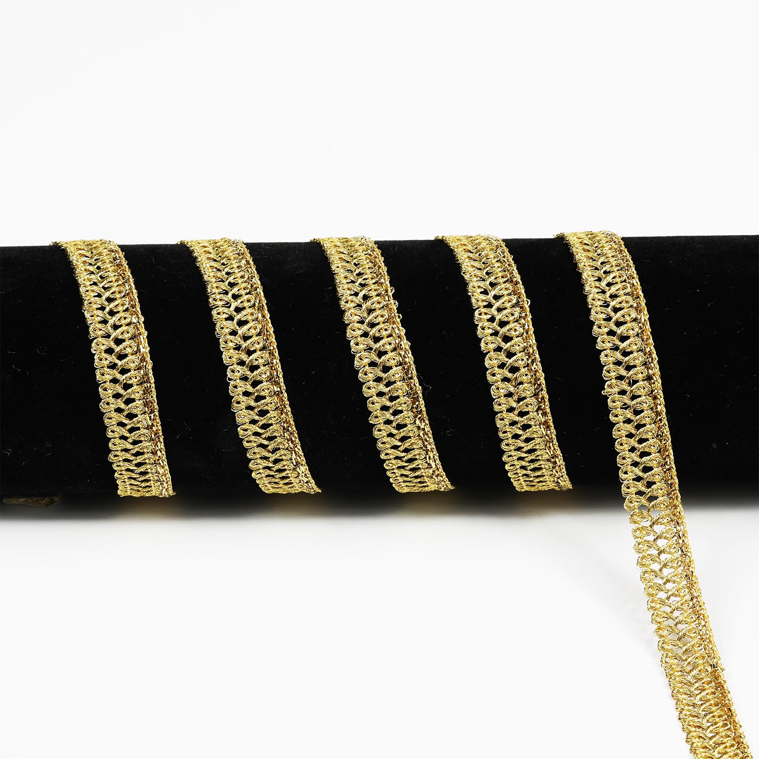 5 Yards,Width11mm/0.43Inch, Golden lace Trim Craft Ribbon Decorated Gimp Trim for Wedding Bridal, Performance Costumes or Jewelry, Crafts and Sewing (Golden) — image 1
